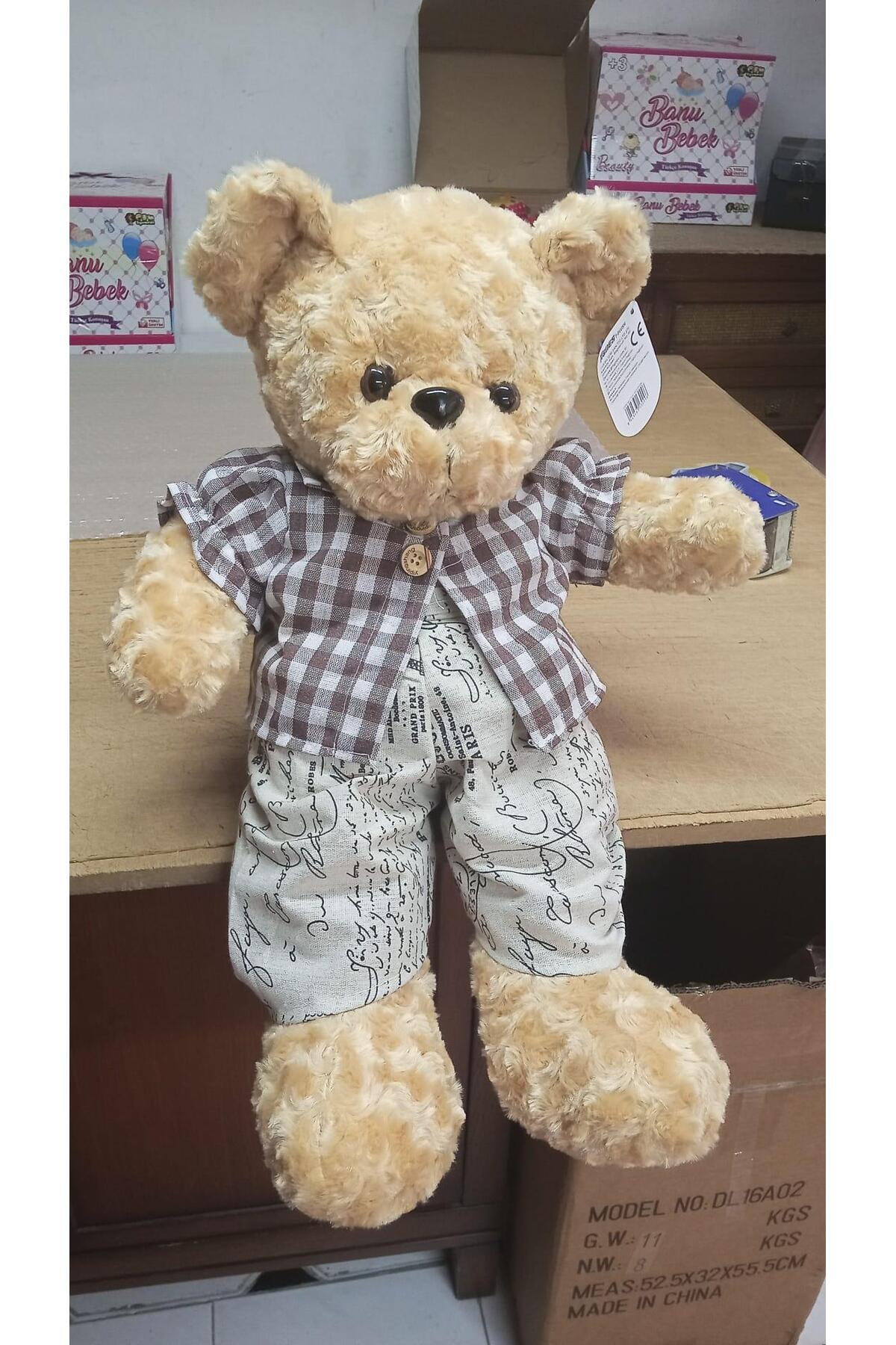 ぬいぐるみ KaYa Kayra Oyuncak Kıyafetli Peluş Erkek Ayı Uyku Arkadaşım 60 cm Pelüş