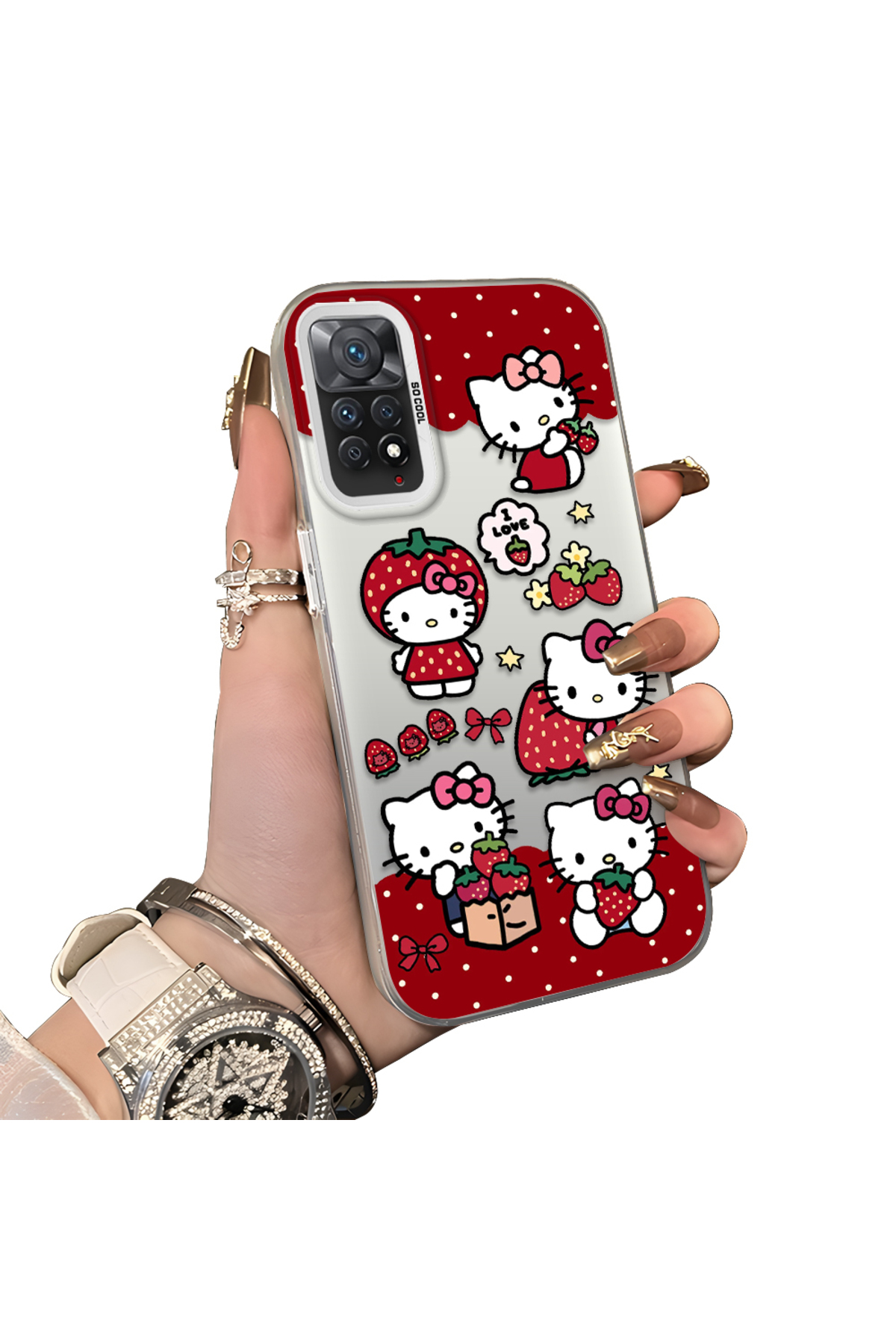 Redmi Note 11 Pro 5G Compatible Silicone Edge Hard Back Case Couple Phone Case Kitty Pattern