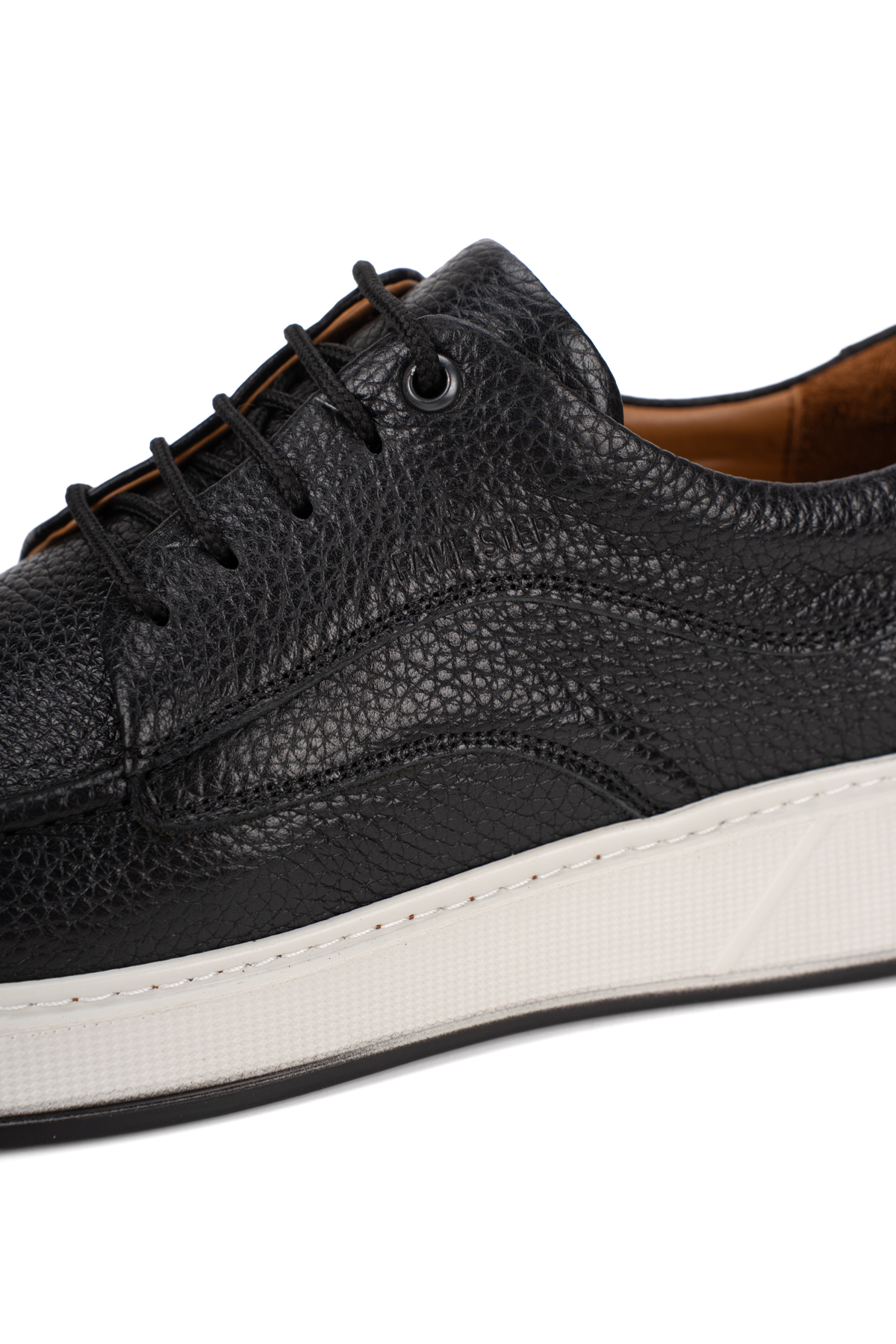 Fame Step Erkek Hakiki Deri Günlük Ayakkabı Siyah Modern Casual Kalın Taban Bağcıklı Bologna görsel 7