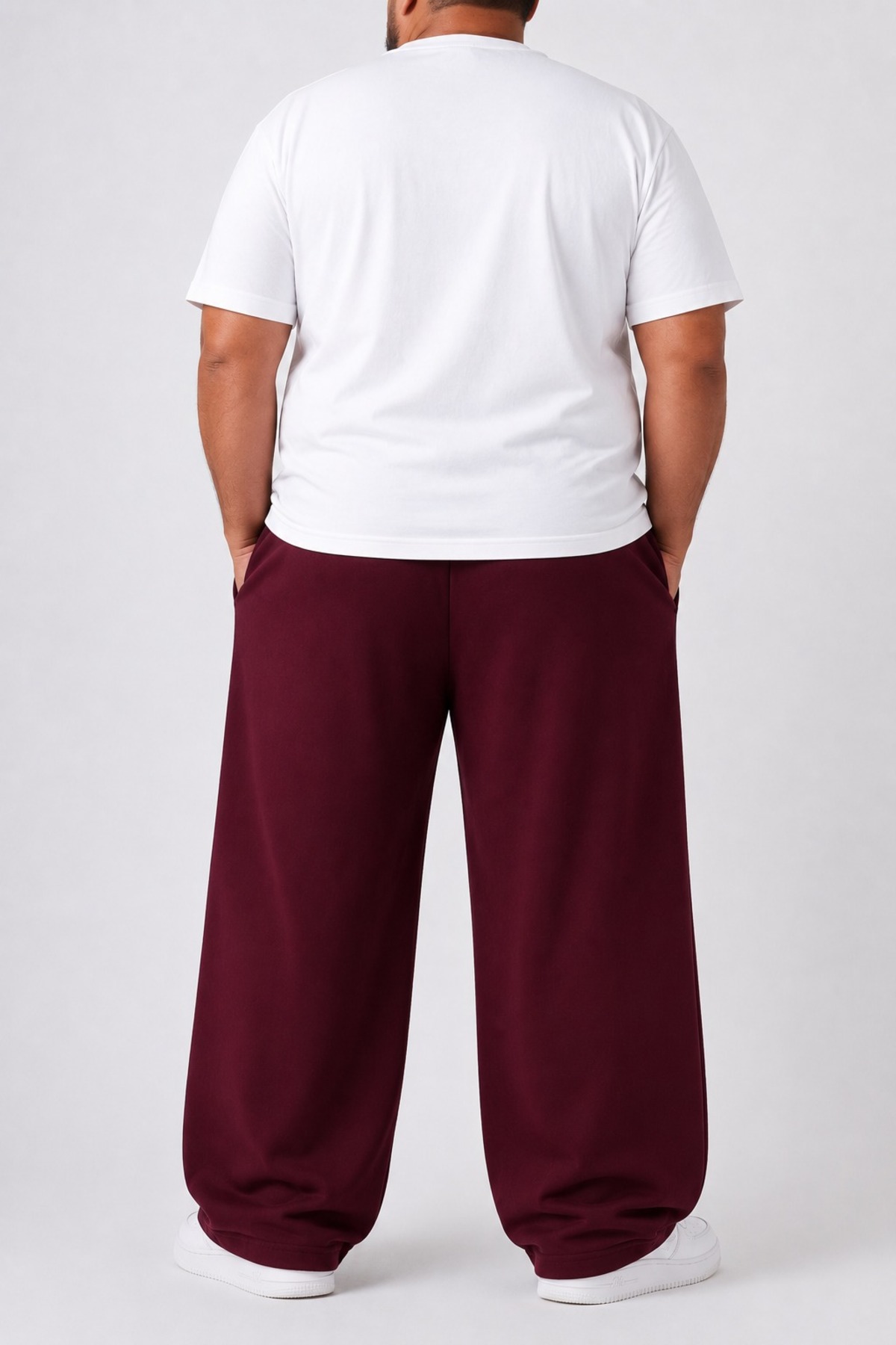ZAVIXO Erkek Büyük Beden Wide Leg Eşofman Altı %100 Pamuk Oversize Rahat Kalıp Bol Paça Günlük Pantolon görsel 3