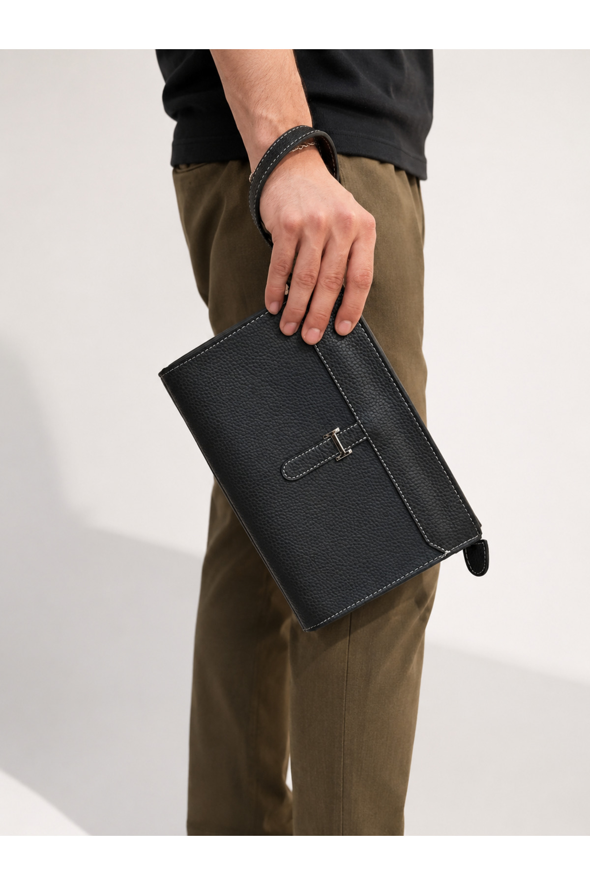 DİAMOND OUTLET Erkek Clutch El Çantası Çok Gözlü Fermuarlı Şık Portföy Çanta Günlük Kullanım görsel 3