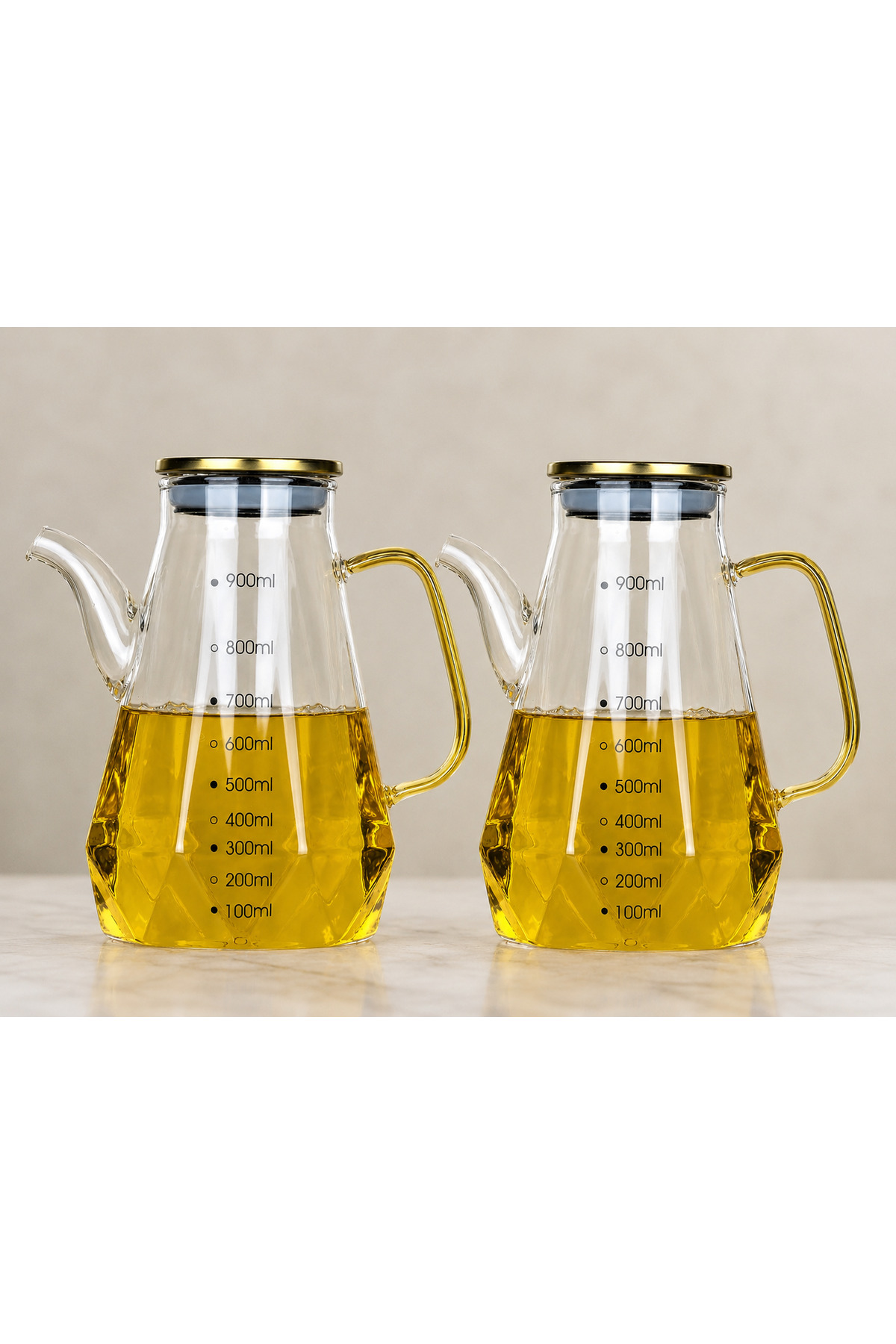 2-Piece Glass Borosilicate Oil Bottle Vinegar Bottle 900ml Oil Bottle (without stopper)