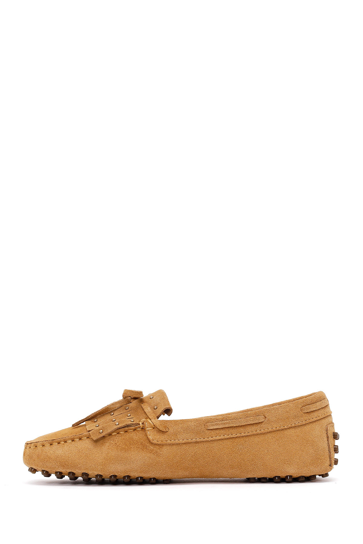 Derimod Kadın Camel Püsküllü Süet Deri Loafer 26PFD291010 görsel 3