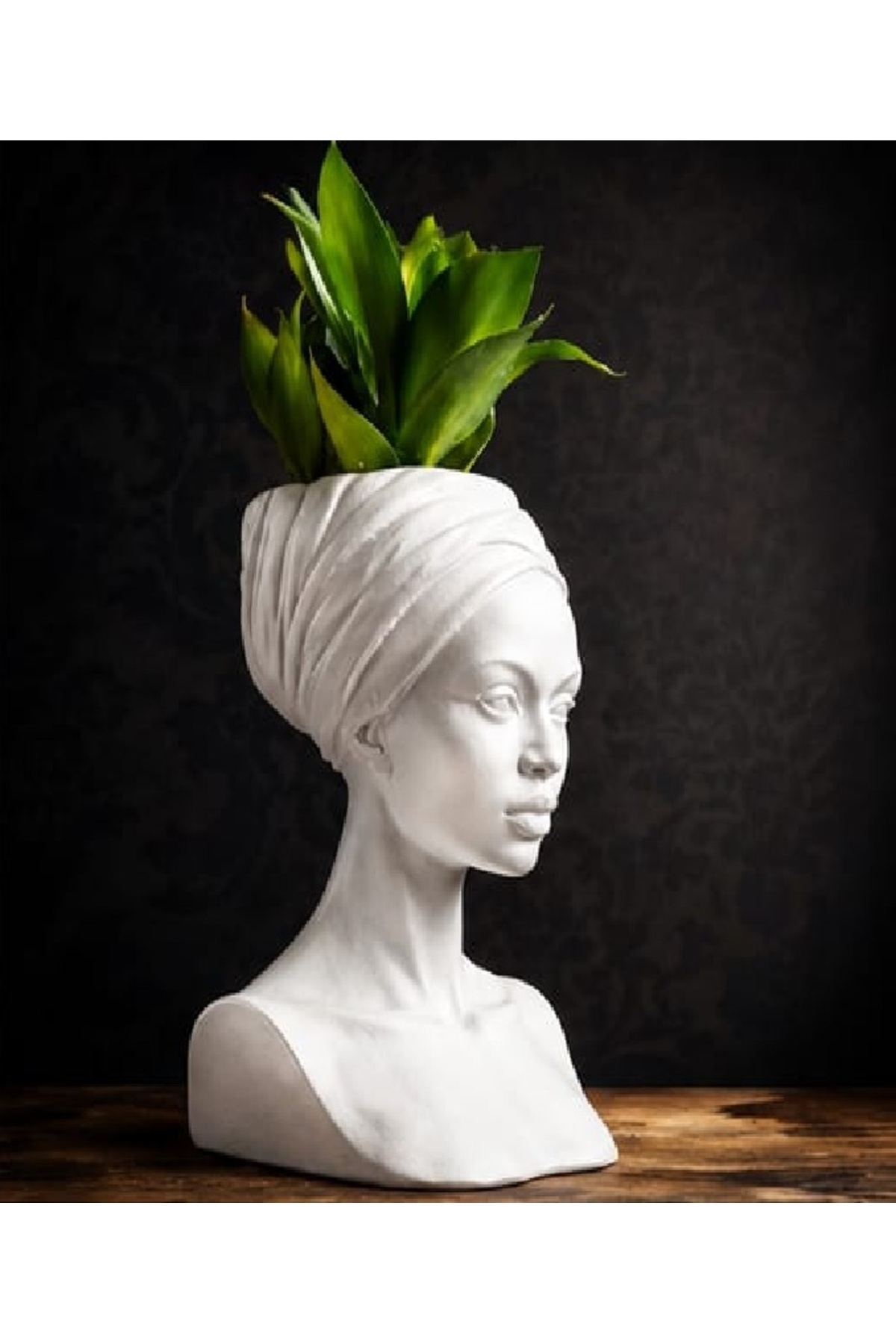 Black Women Stone Flower Pot Vase Large Size Decorative Vase in Handmade Vivid Colors