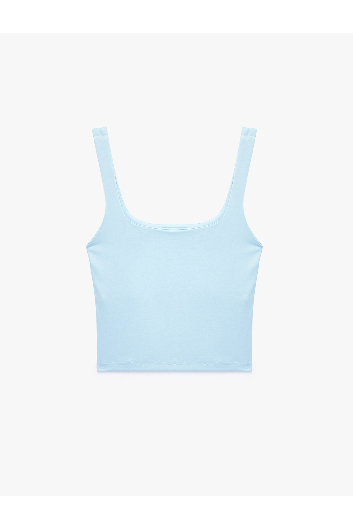Koton Kare Yaka Slim Fit Kalın Askılı Crop Üst görsel 2