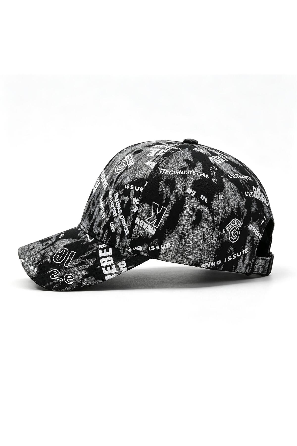 valkyrie Unisex Siyah Grafiti Desenli Şapka Ayarlanabilir Baseball