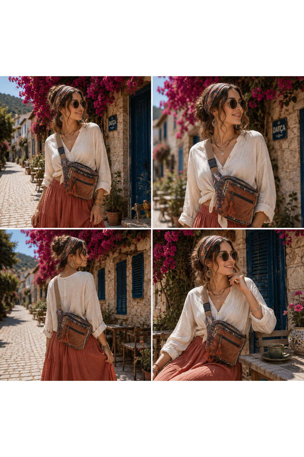 street&bagdnz Rez Etnik Otantik Bohem Bel Çantası Günlük Seyehat Kullanılabilir Geniş Hacim görsel 2