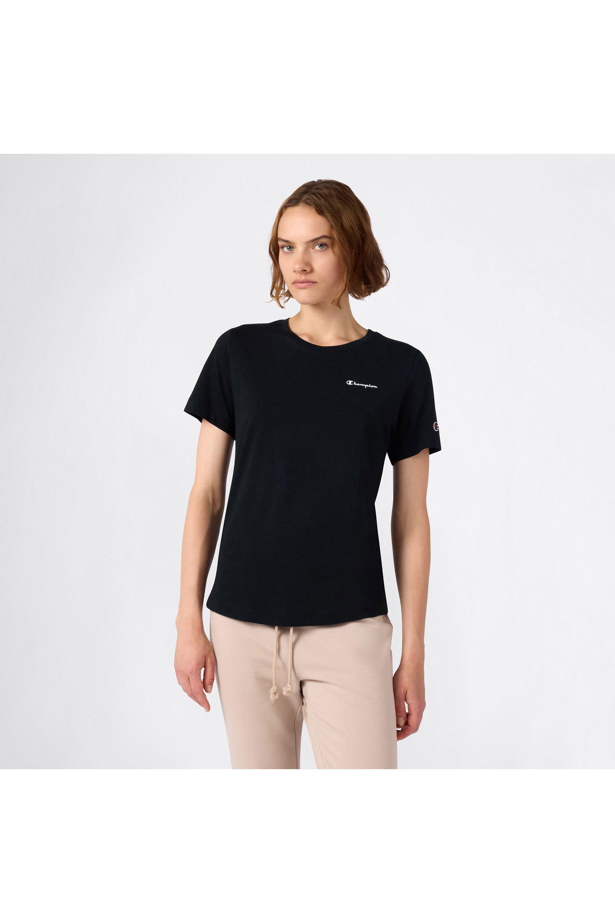 Champion SS Regular Fit Kadın Siyah T-Shirt