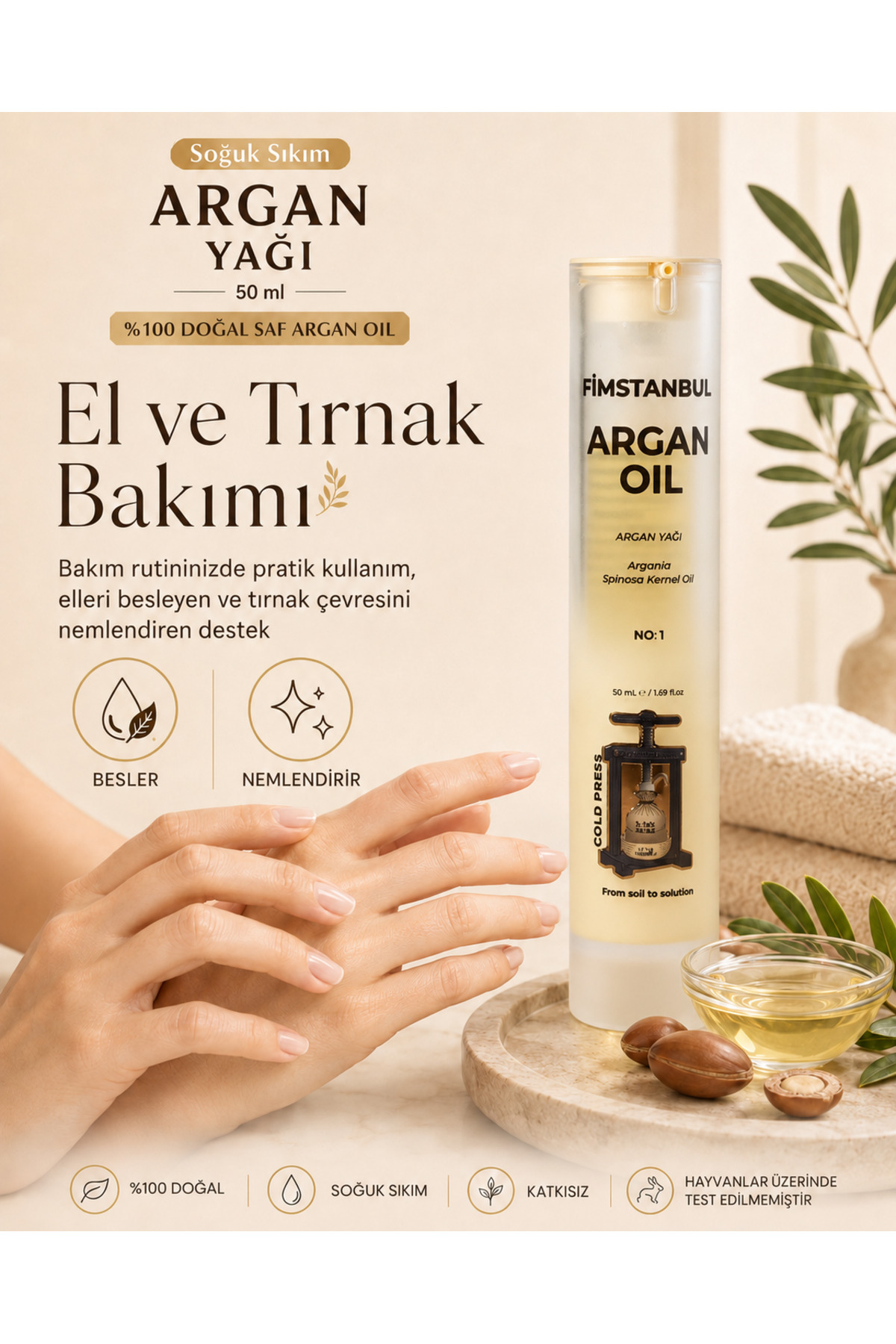 Soğuk Sıkım Argan Yağı 50 ml %100 Doğal Saf Cilt ve Saç Bakım Yağı — FMSTARGANYAĞI20 — تصویر 5 از 8