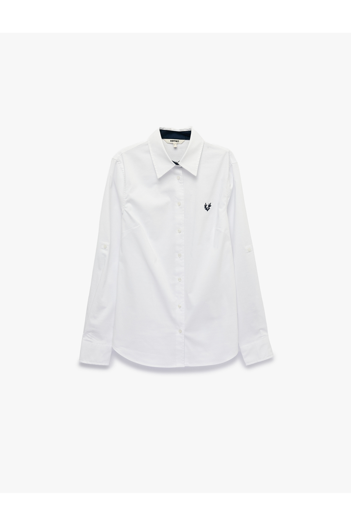 Koton Cotton Slim Fit Embroidery Detailed Long Sleeve Poplin Shirt
