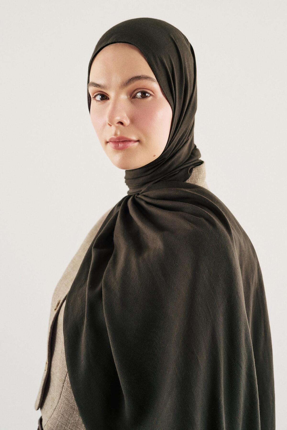 DeFacto Fresh Scarfs X DeFacto Premium Siyah Keten Şal I1758AX26SM görsel 3