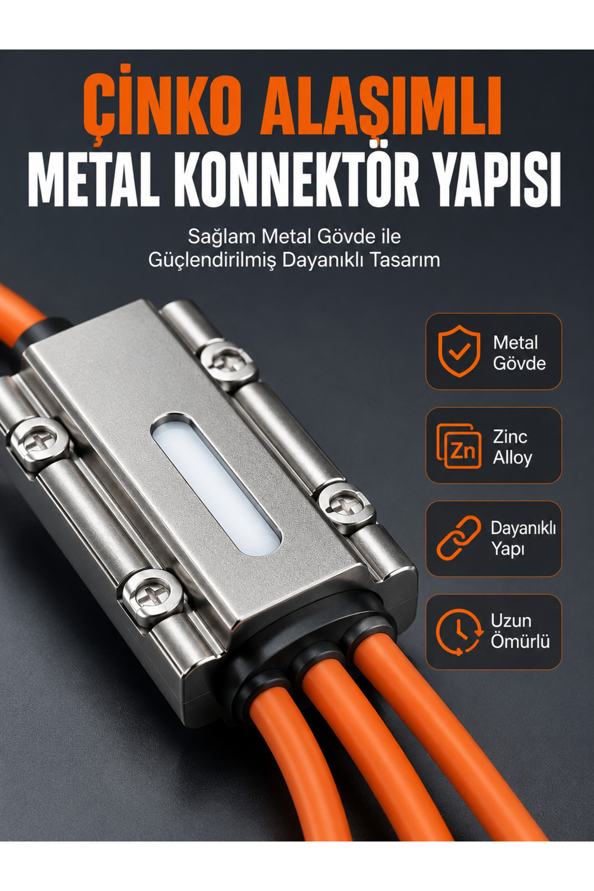 markentegra USB Type-C, Lightning ve Micro USB Uyumlu 3'ü 1 Arada Hızlı Şarj Kablosu