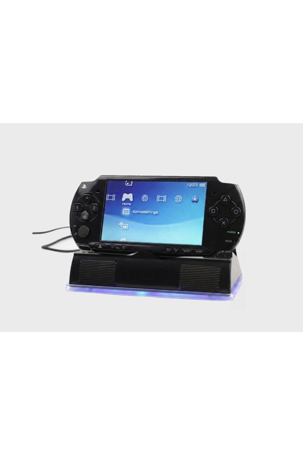 WOTOBE PSP 3000/2000 Uyumlu 3in1 Mavi Led Işık Hoparlörlü Şarj