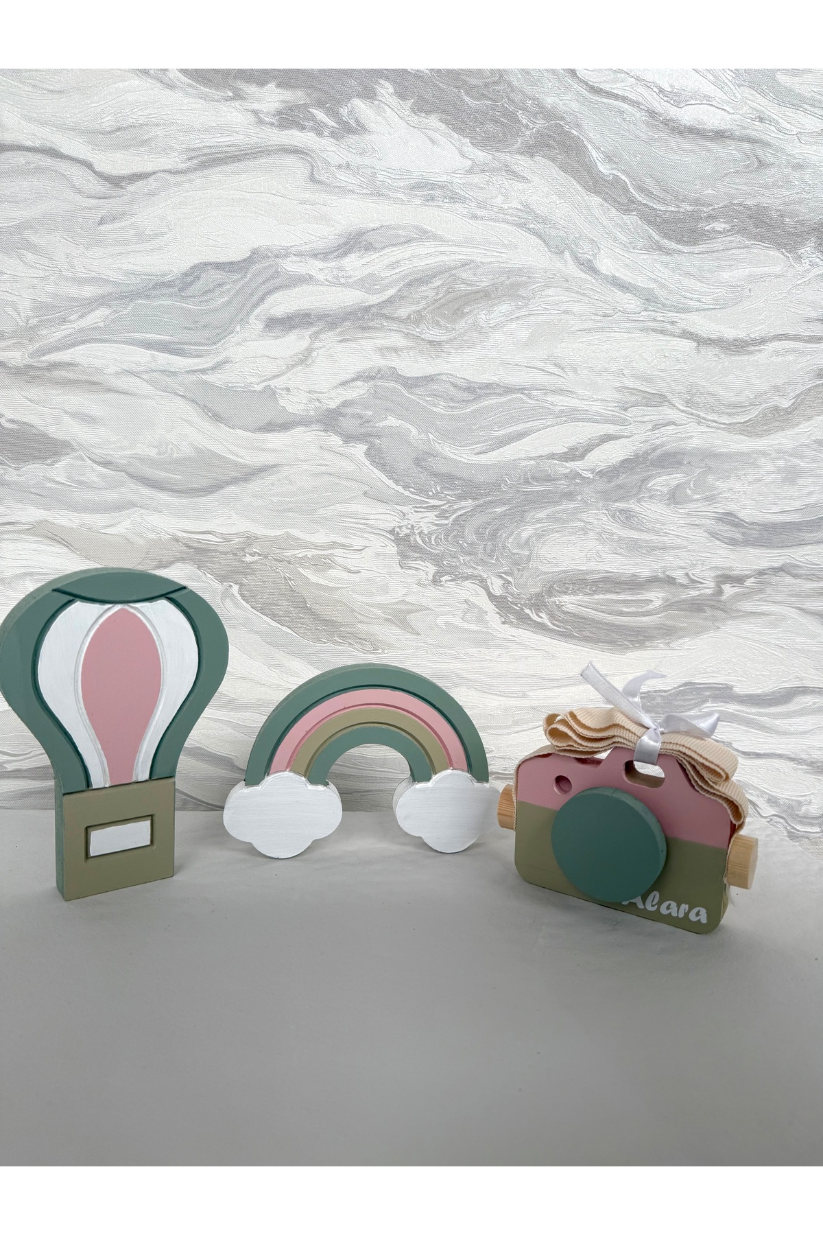 3 objeli set pembe adaçayı set