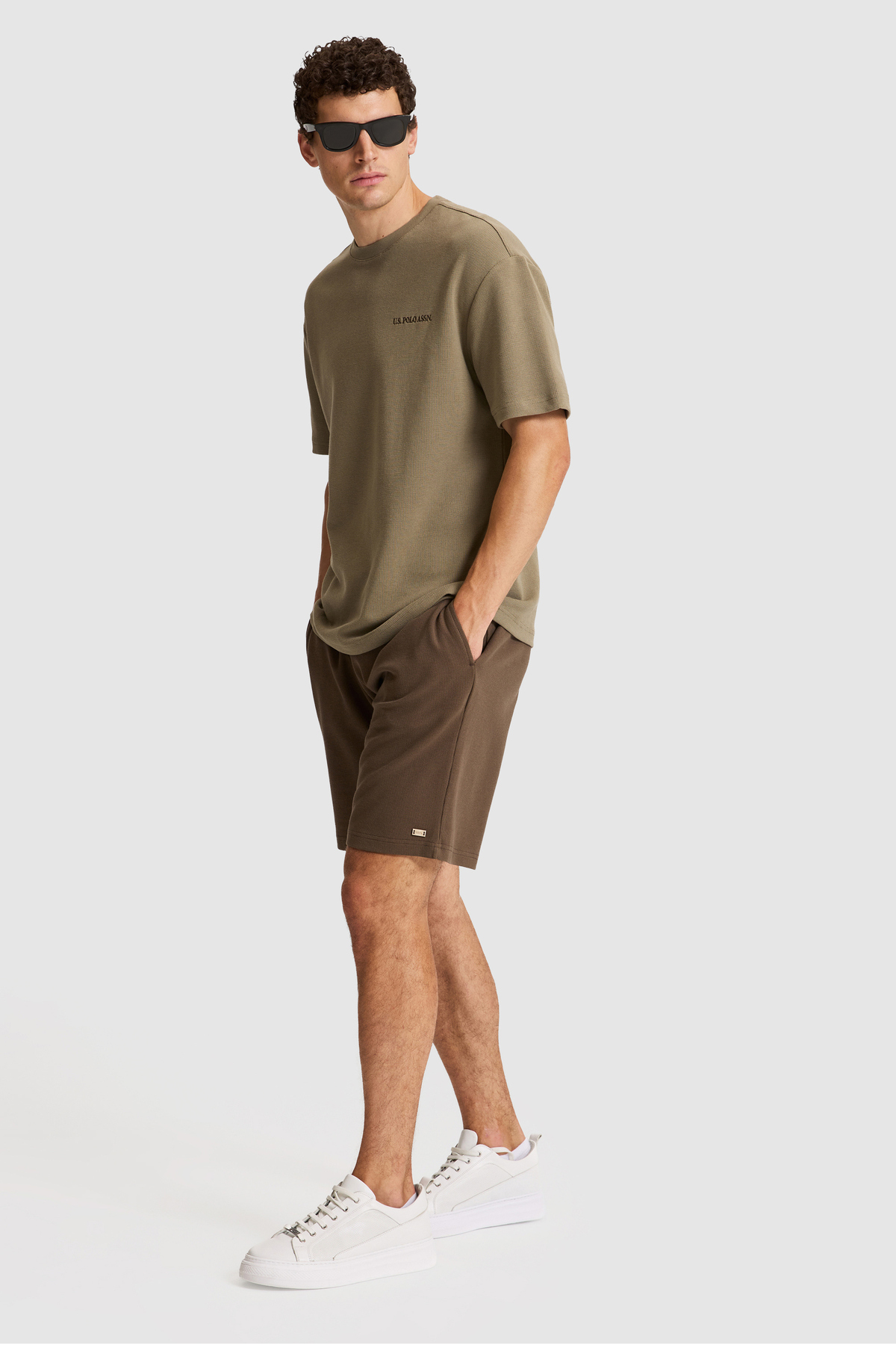 U.S. Polo Assn. Erkek Haki Comfort Fit Bisiklet Yaka Tişört 50326950-VR027 görsel 4