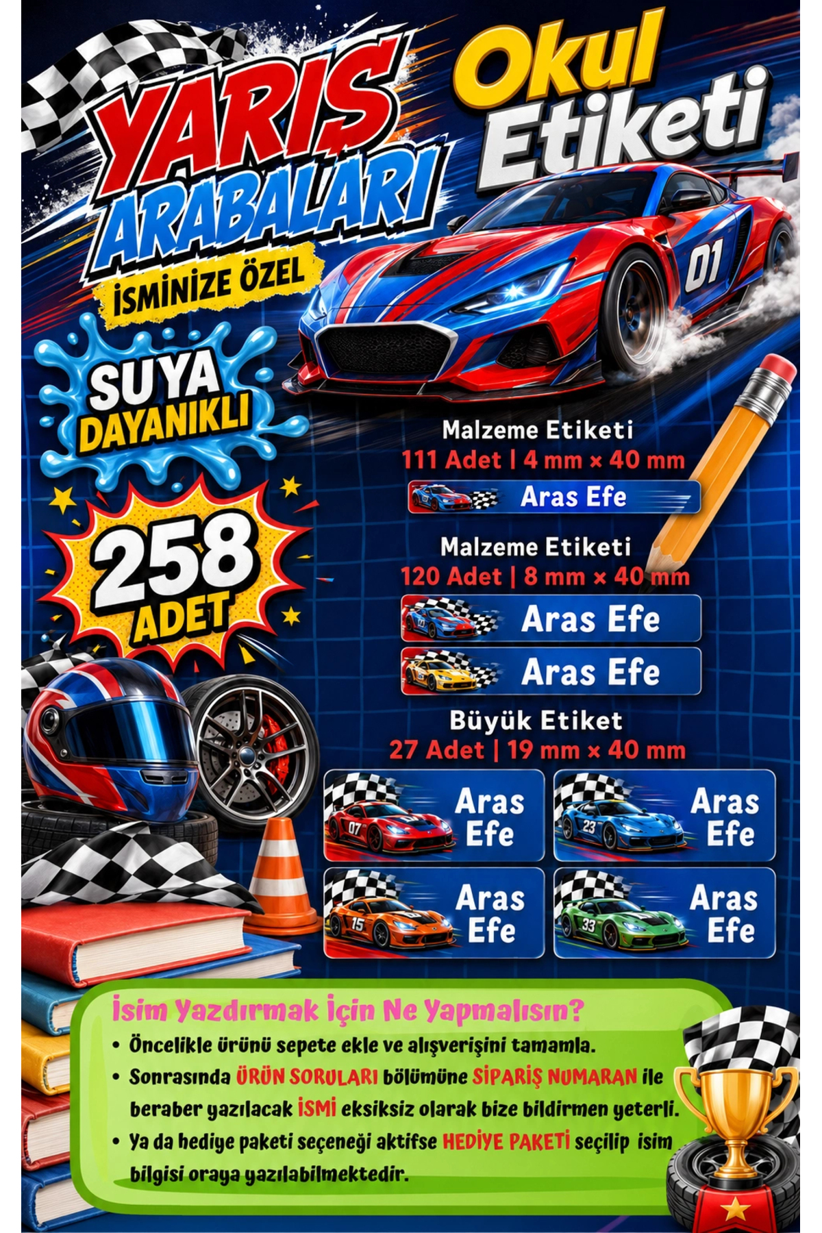 Ceres Studio Okul Etiketi Kalem Defter isimli Etiket Isim