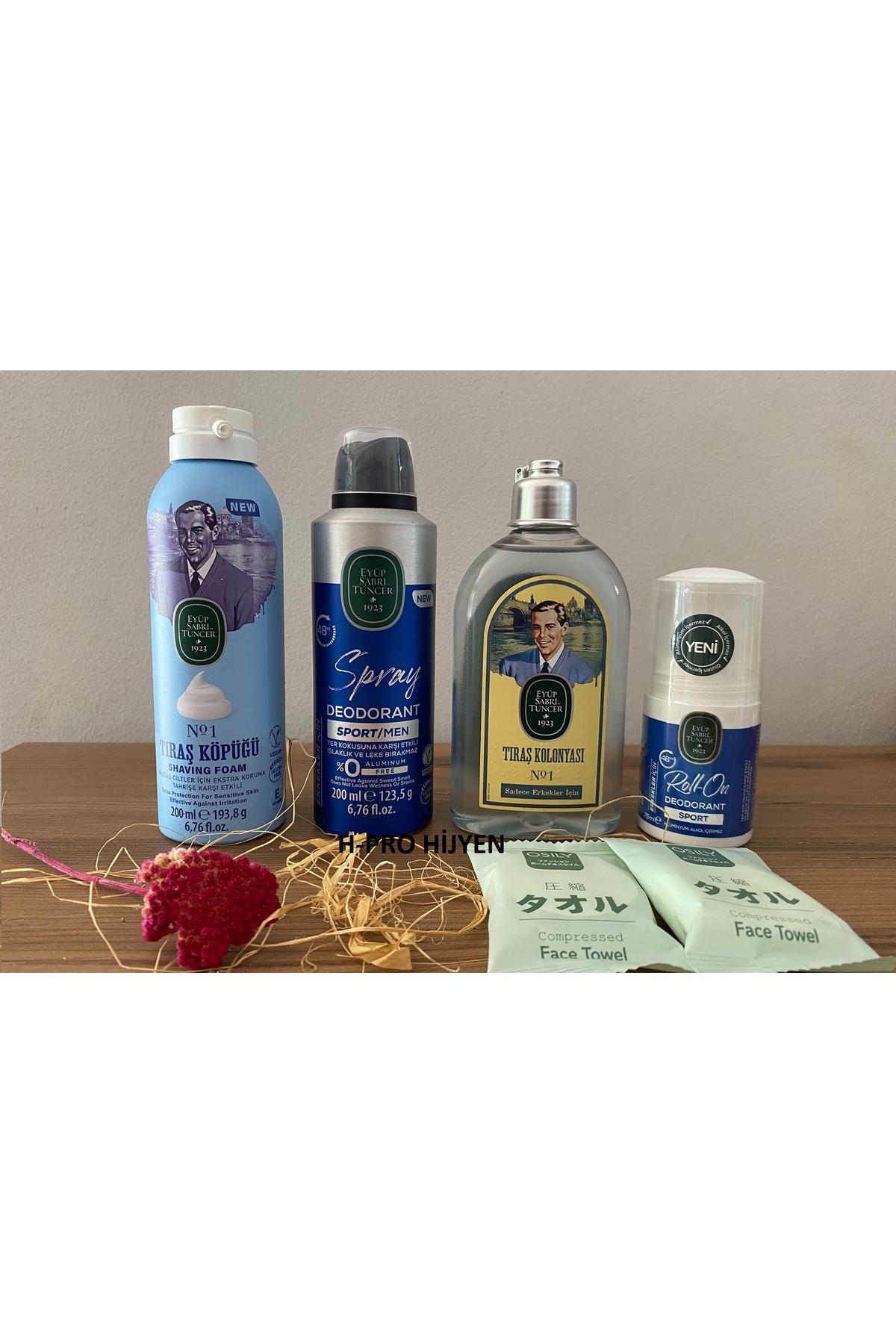 ERKEK GÜNLÜK BAKIM SETİ Traş Köpüğü, Roll On, Deodorant, Traş Kolonyası, hediye yüz havlusu — hpro-estseries0662