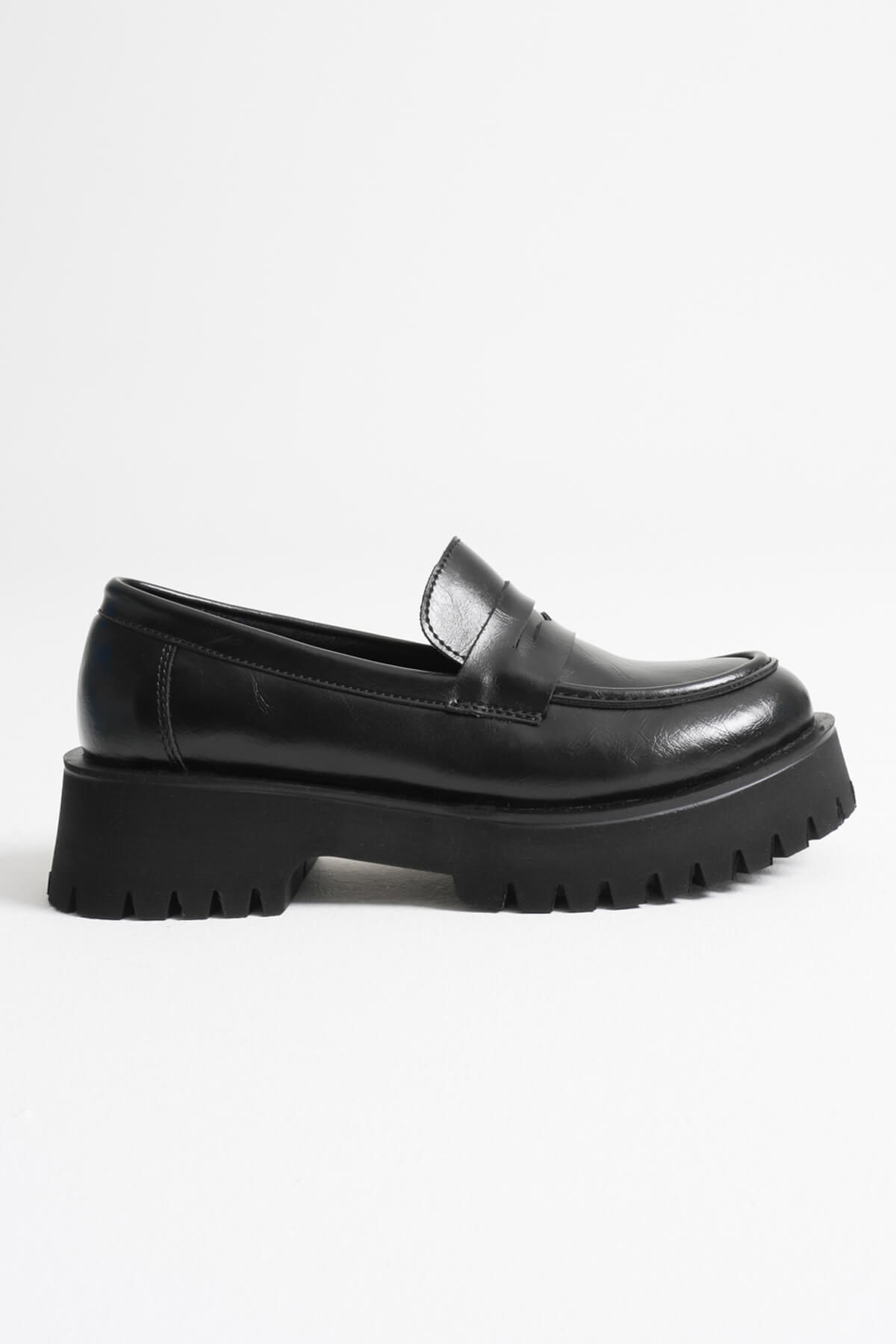 Cool Feet Kadın Siyah 4cm Kalın Tabanlı Loafer Ayakkabı görsel 5