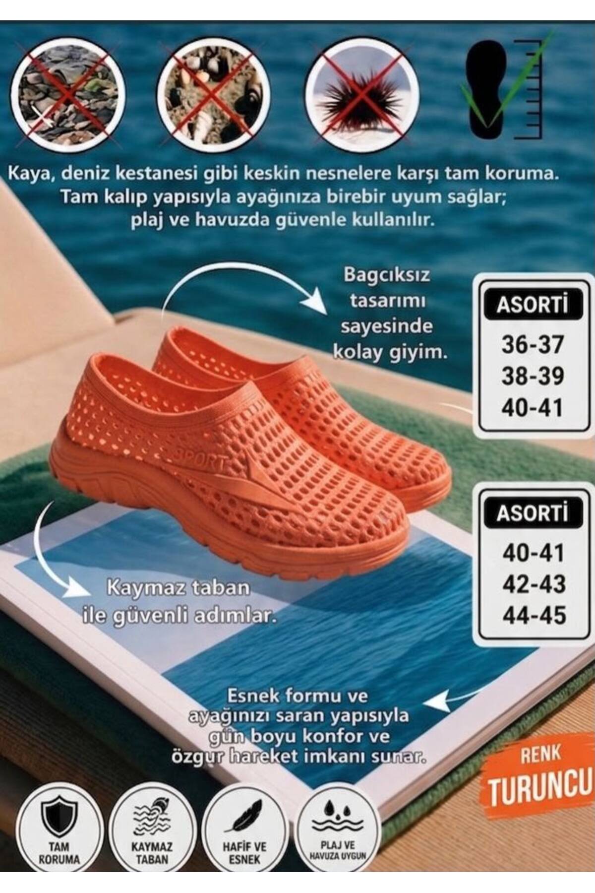 Genel Markalar Kadın Erkek Kaymaz Taban Deniz Plaj Ayakkabısı görsel 2