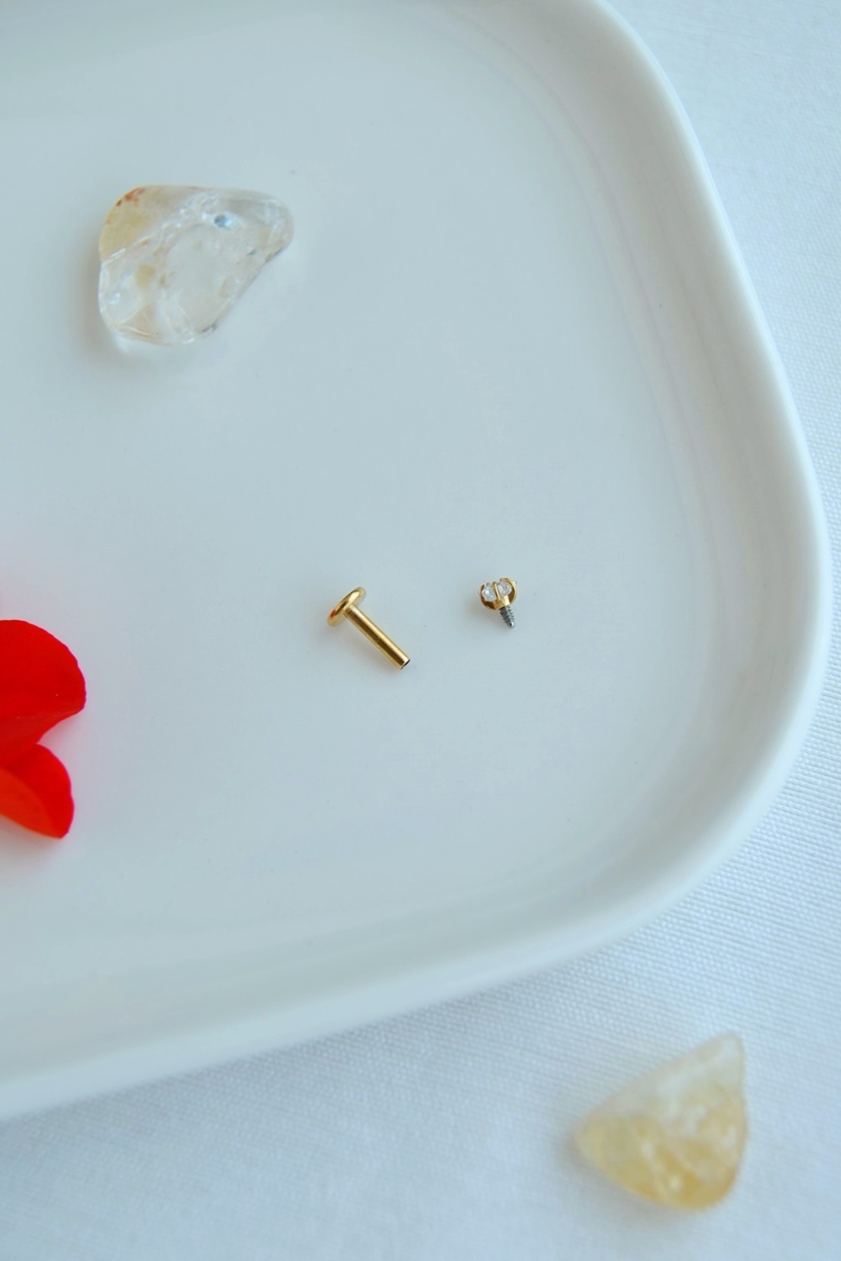 Sacce Scarves&Accessories 316L Çelik Minimal Yıldız Zirkon Taşlı Piercing 2 Adet, 8 mm Bar görsel 2