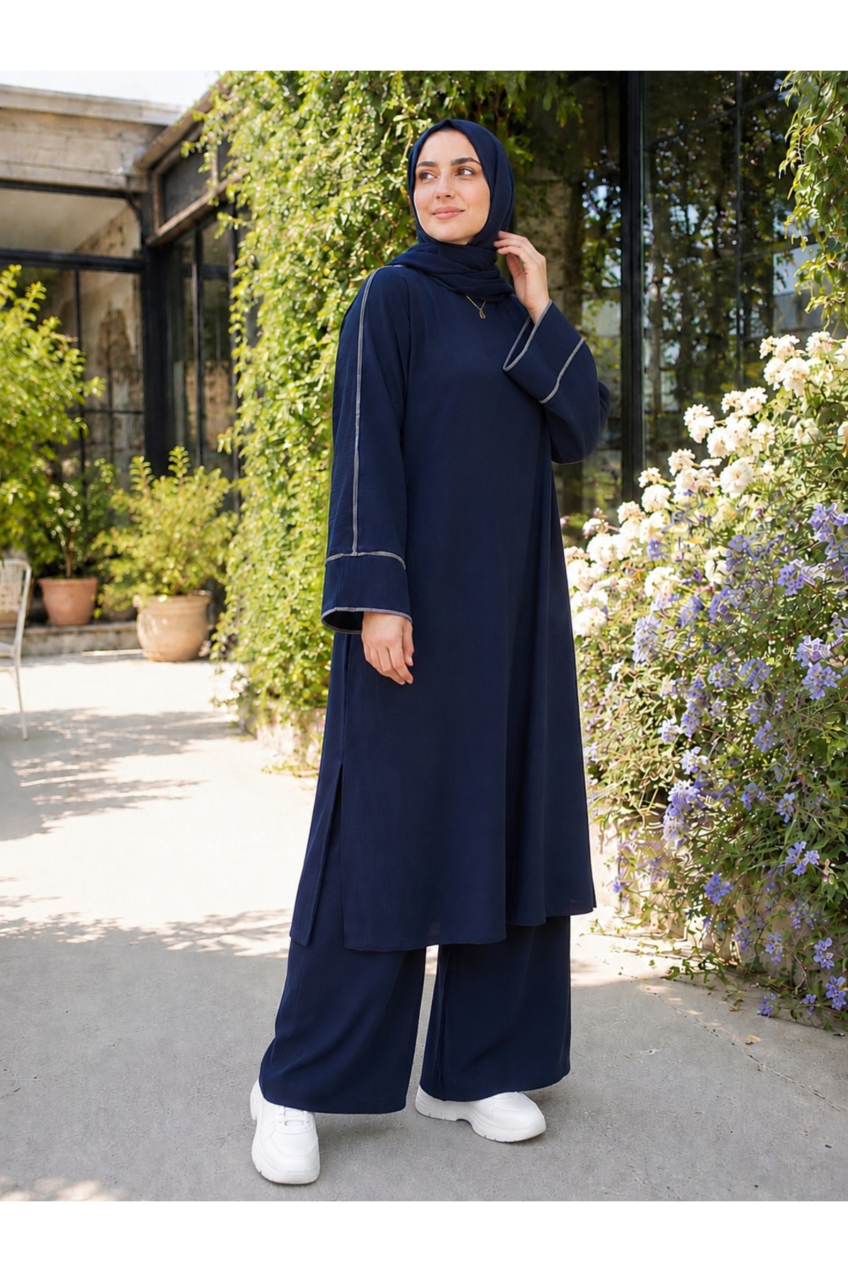 GABRA Pantolon tunik laci yazlık tesettür ikili takım görsel 2
