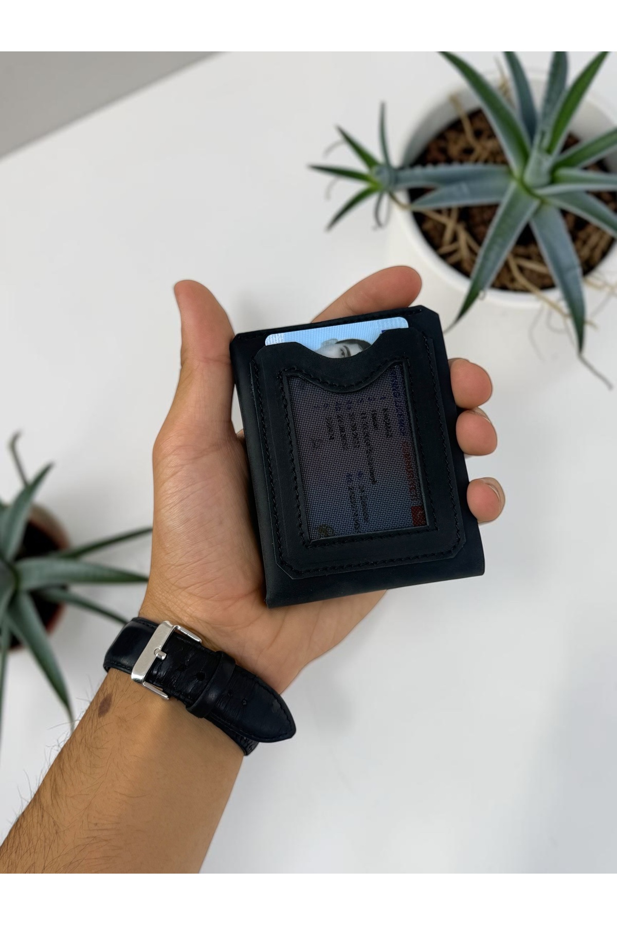 BeeBlack %100 Hakiki Deri CLARK Model Erkek Cüzdan - Mıknatıslı Şık Minimalist Cüzdan görsel 2