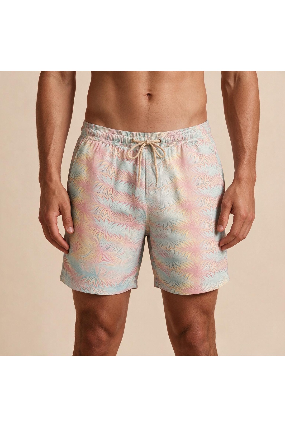 HSCO Ebru Pattern Mesh Swimsuit Regular Fit Men's Swim Shorts