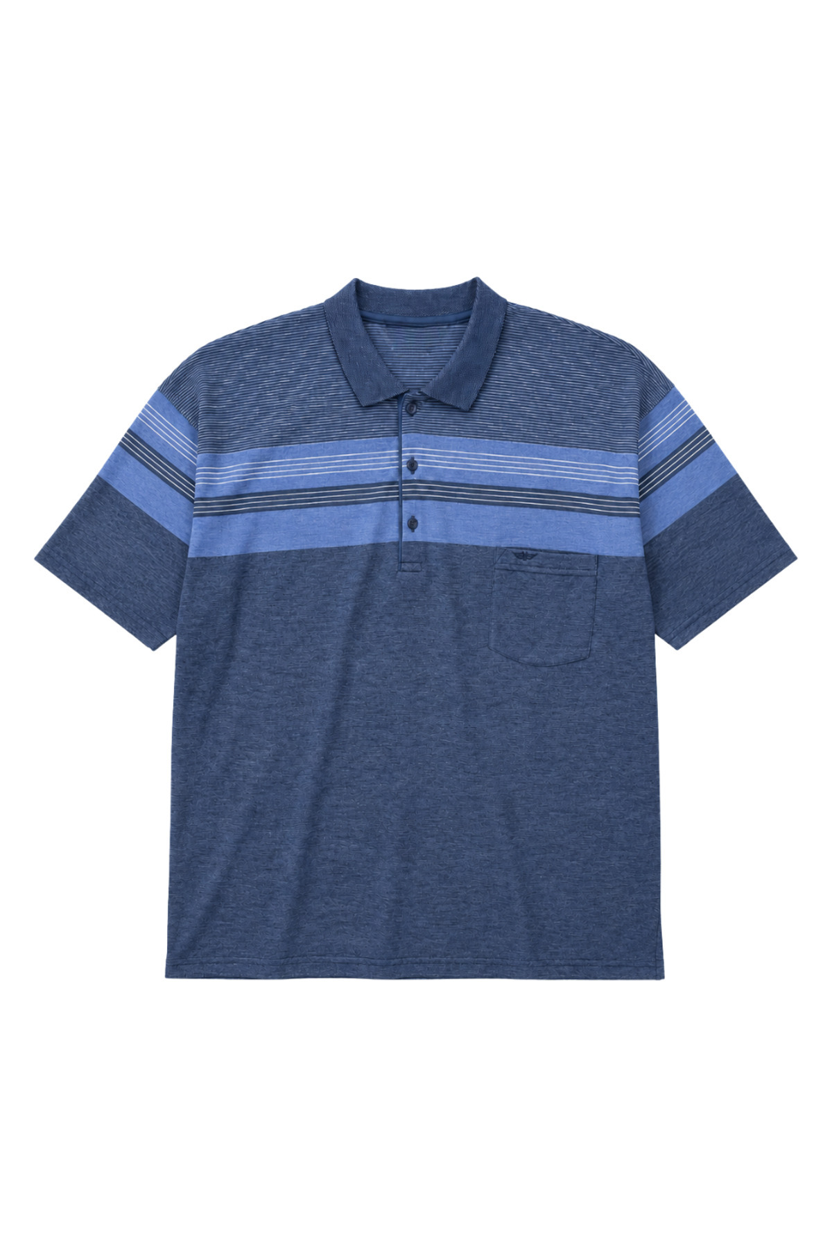BattalModa Erkek Büyük Beden Melanj Lacivert Polo Yaka Kısa Kollu Sandline Tişört 5XL-6XL-7XL-8XL görsel 4