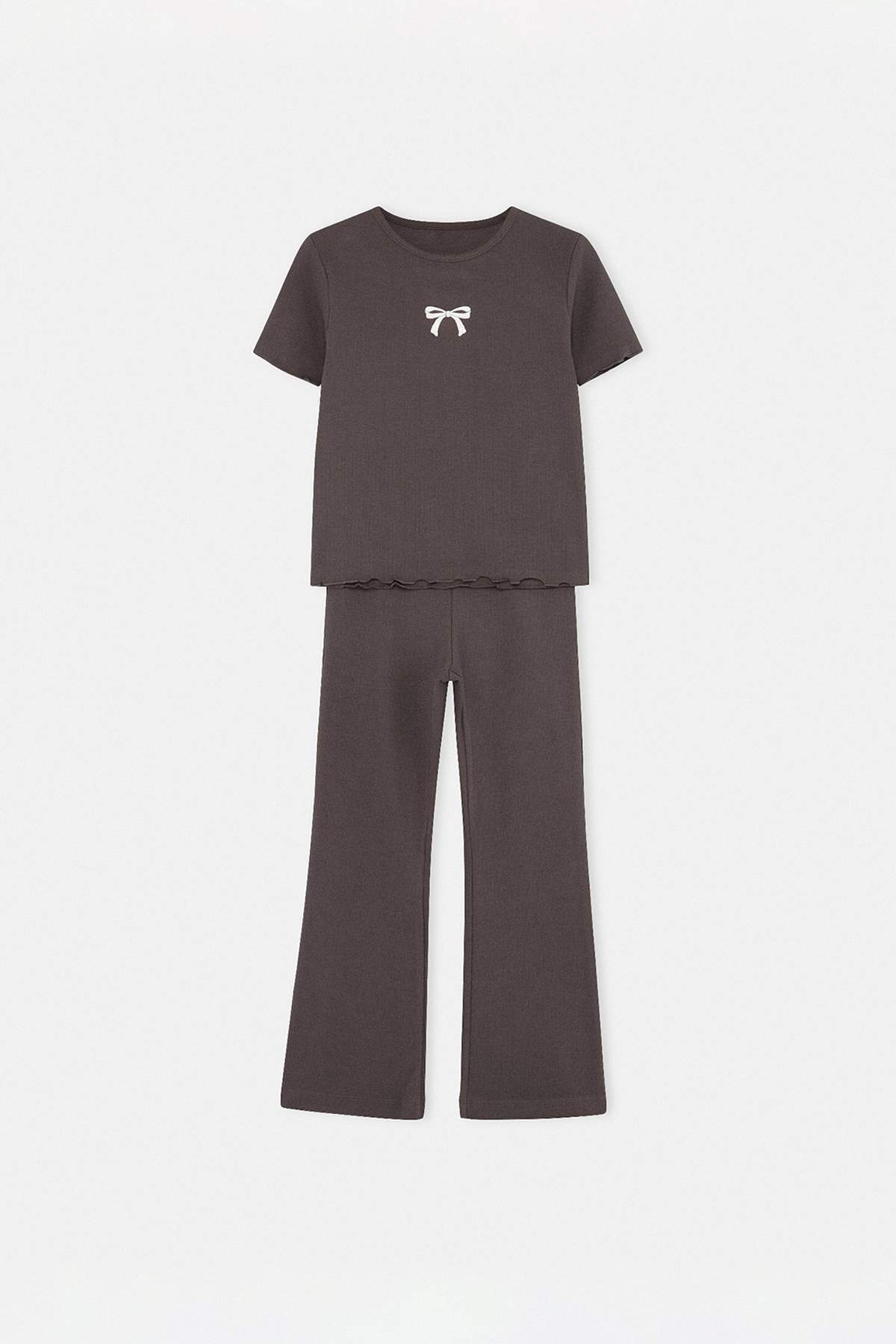 Trendyolmilla Kids Antrasit Slogan Örme Alt - Üst Takım TKDSS25AU00020