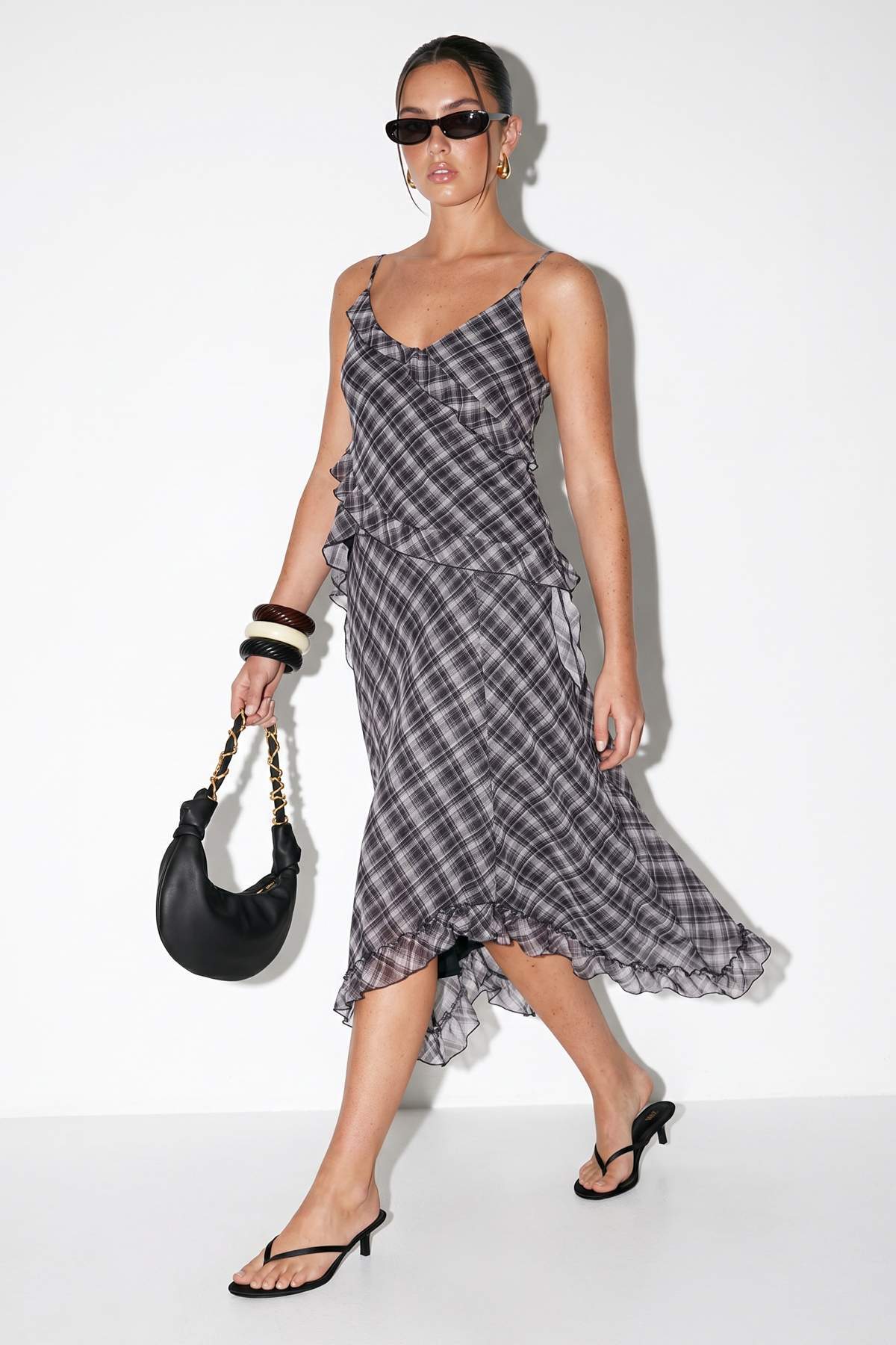 Drop by Trendyolmilla Siyah Ekose Şifon Etek TDRSS26ET00063