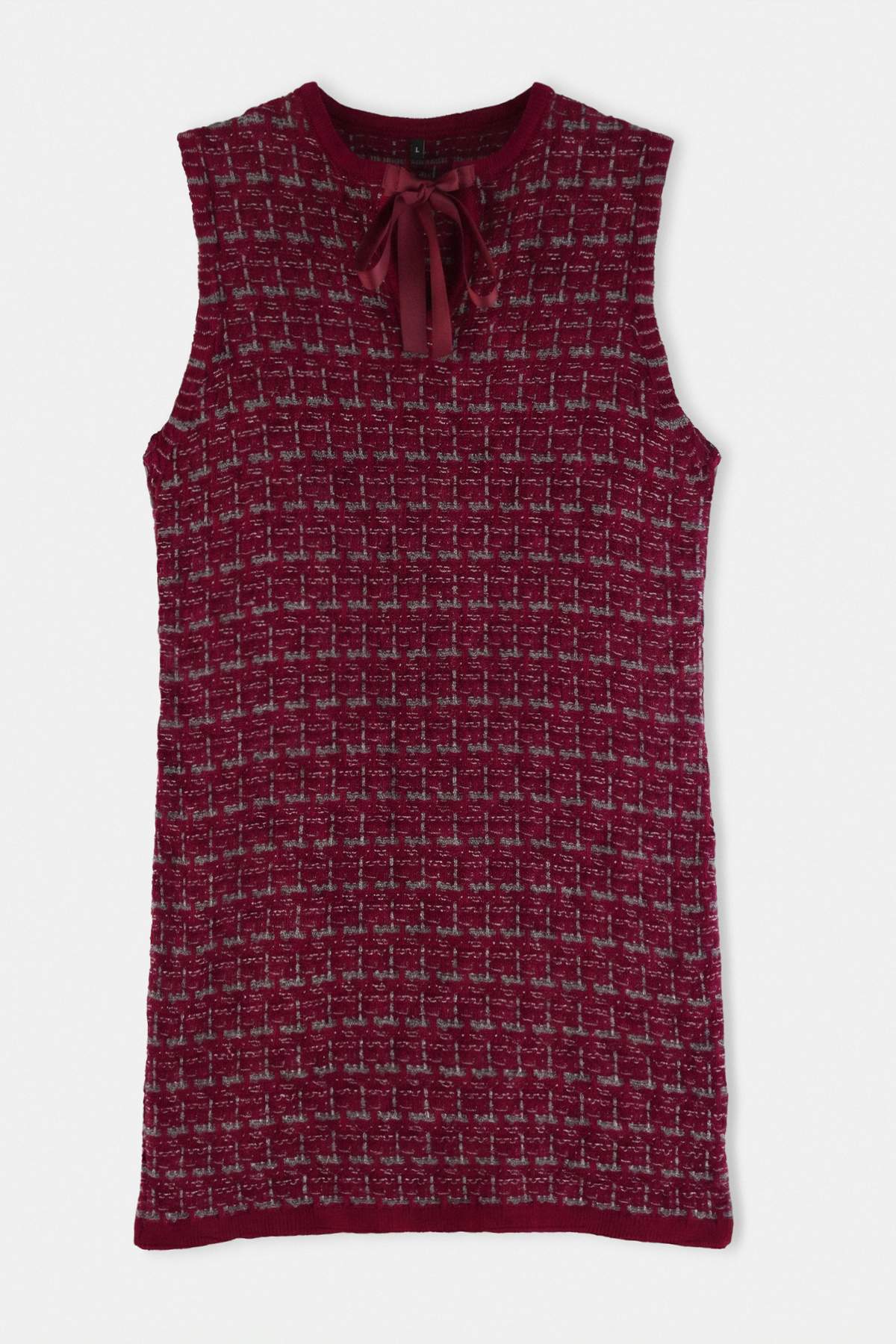 Trendyolmilla Bordo Dokulu Kısa / Mini Tüvit Görünümlü Triko Elbise TWOAW25EL00542