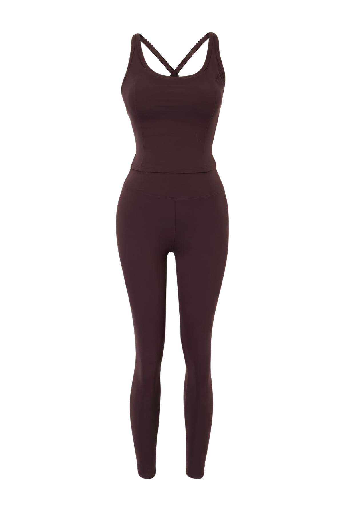 Trendyolmilla Kahverengi Düz Dalgıç/Scuba Sportswear Alt - Üst Takım THMAW27AU00001
