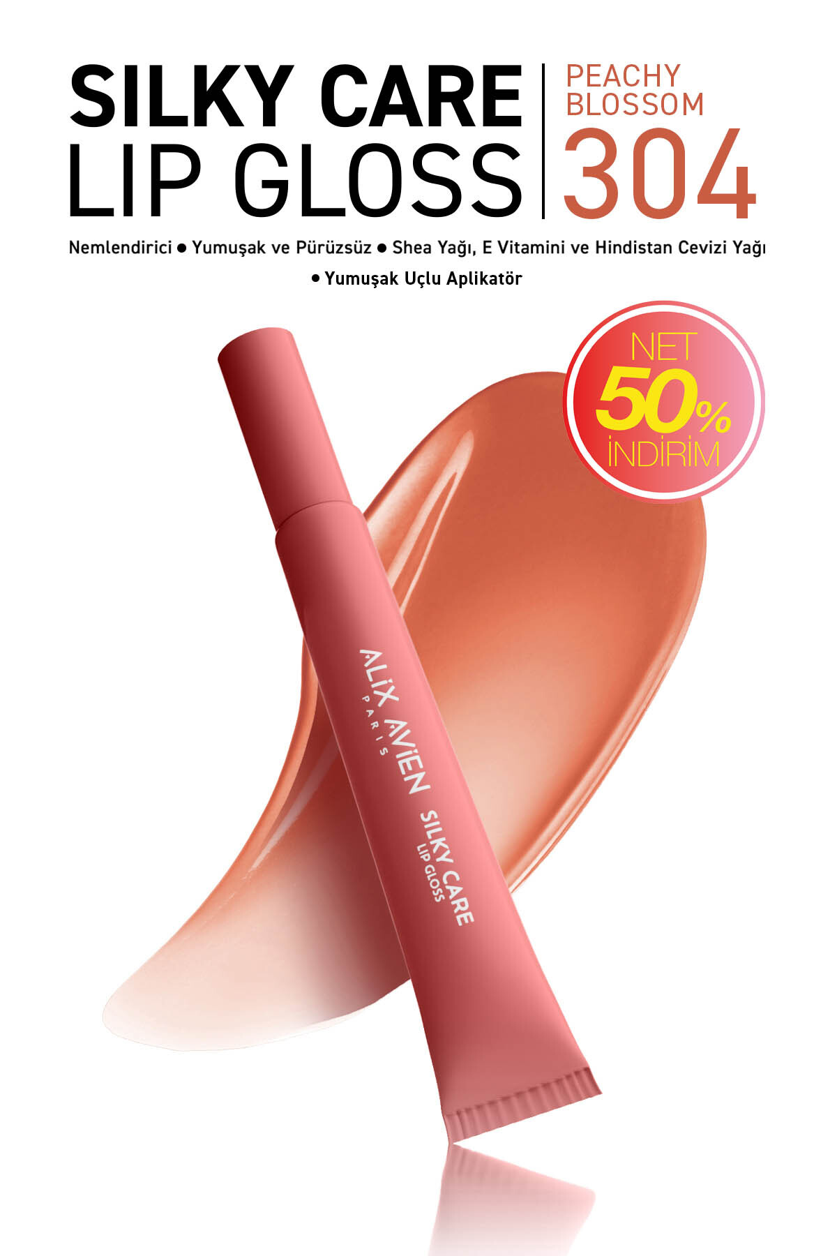 Alix Avien Dolgun Gürünüm ve Nemlendirici Etkili Dudak Parlatıcısı - Silky Care Lipgloss 304 Peachy Blossom - Fiyatı, Yorumları