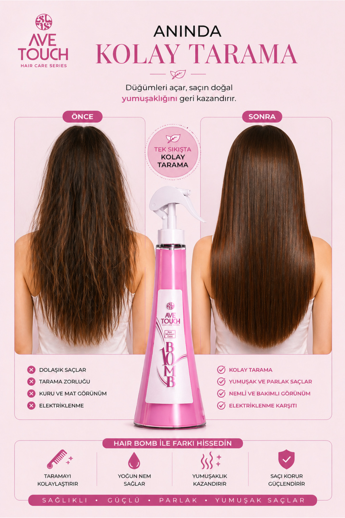 AVE TOUCH Hair Moistre Bomb - Yapılandırıcı&Onarıcı ve Kolay