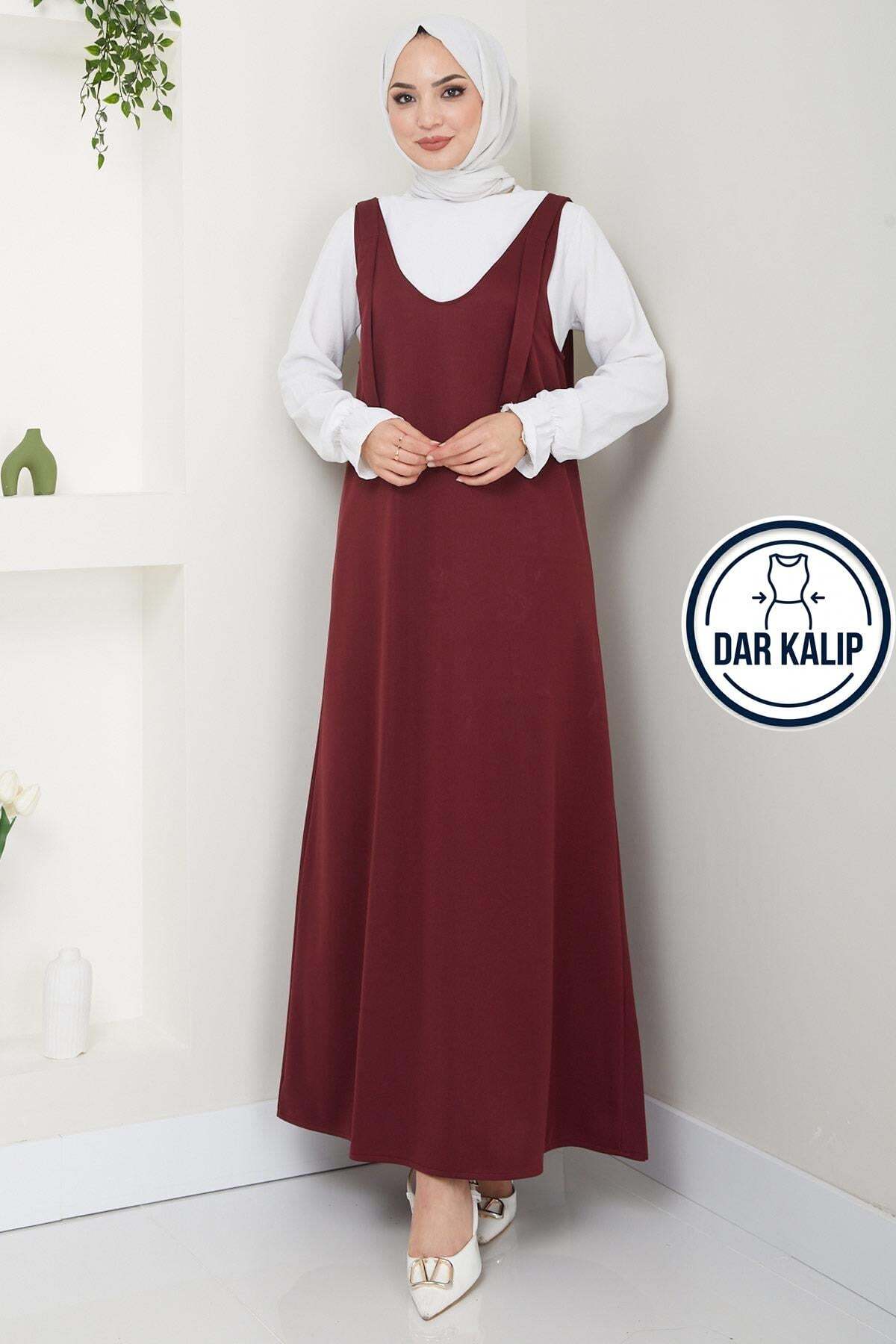 River Knitted Gilet Dress Burgundy HM2389