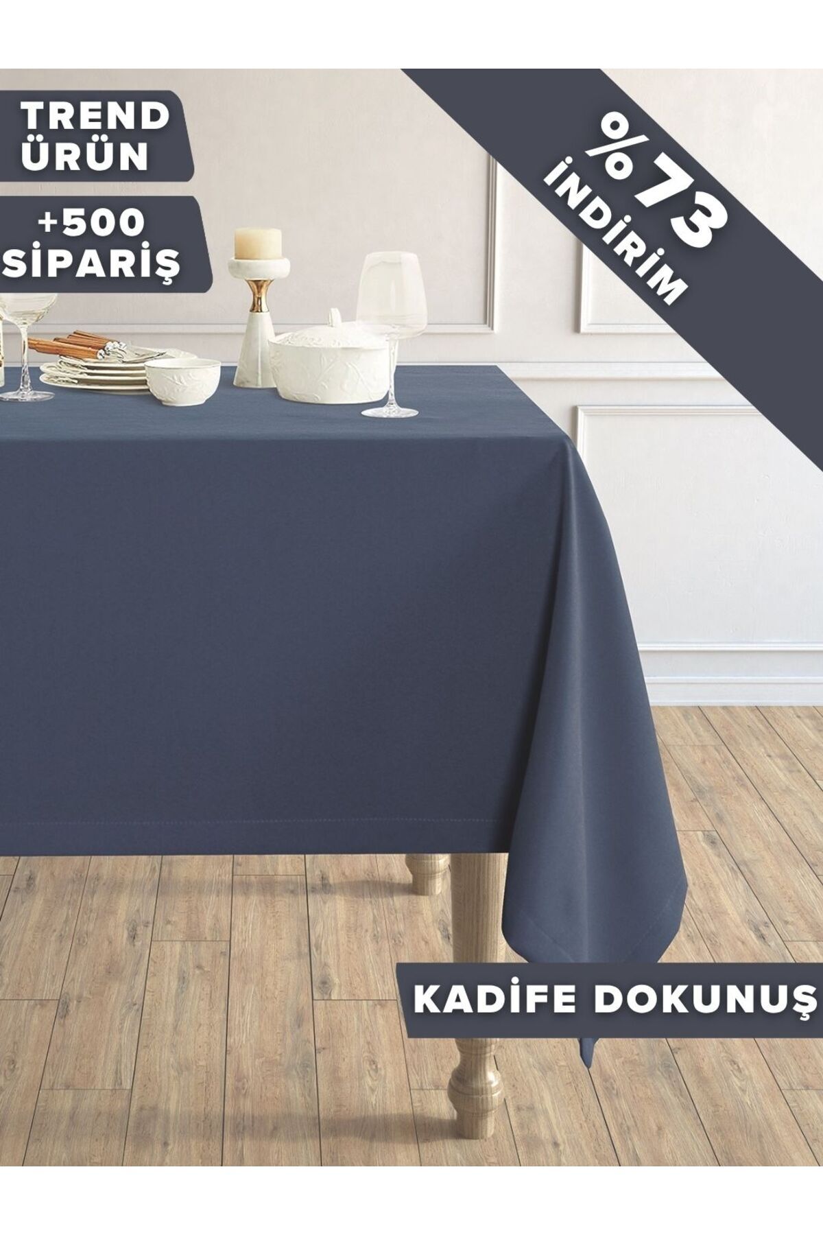 Daily Series Velvet Textured Space Blue Tablecloth