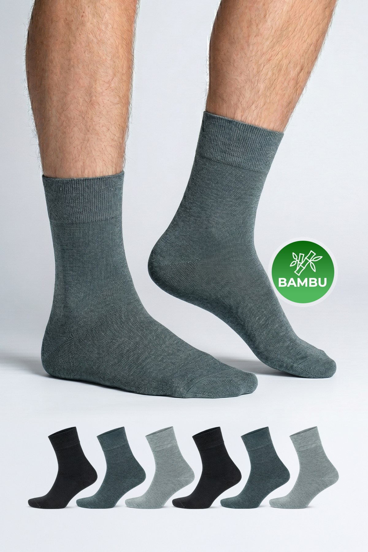 6-Pack Bamboo Premium Black, Anthracite, Gray - Breathable Classic Men's and Women's Socks with Seamless Box 3560