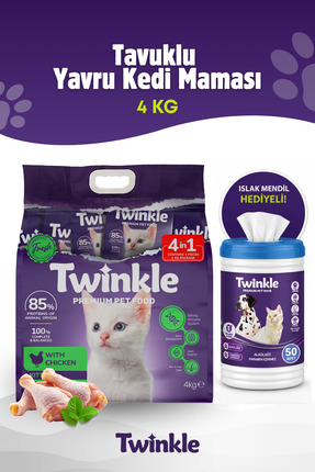 Twinkle Twinkle Tavuklu Yavru Kedi Maması 4 Kg. (4 in 1)
