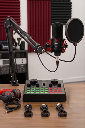 Midex Gmx-1 Record Head Set Condenser Mikrofon Kulaklık Ses Kartı Canlı Yayın...