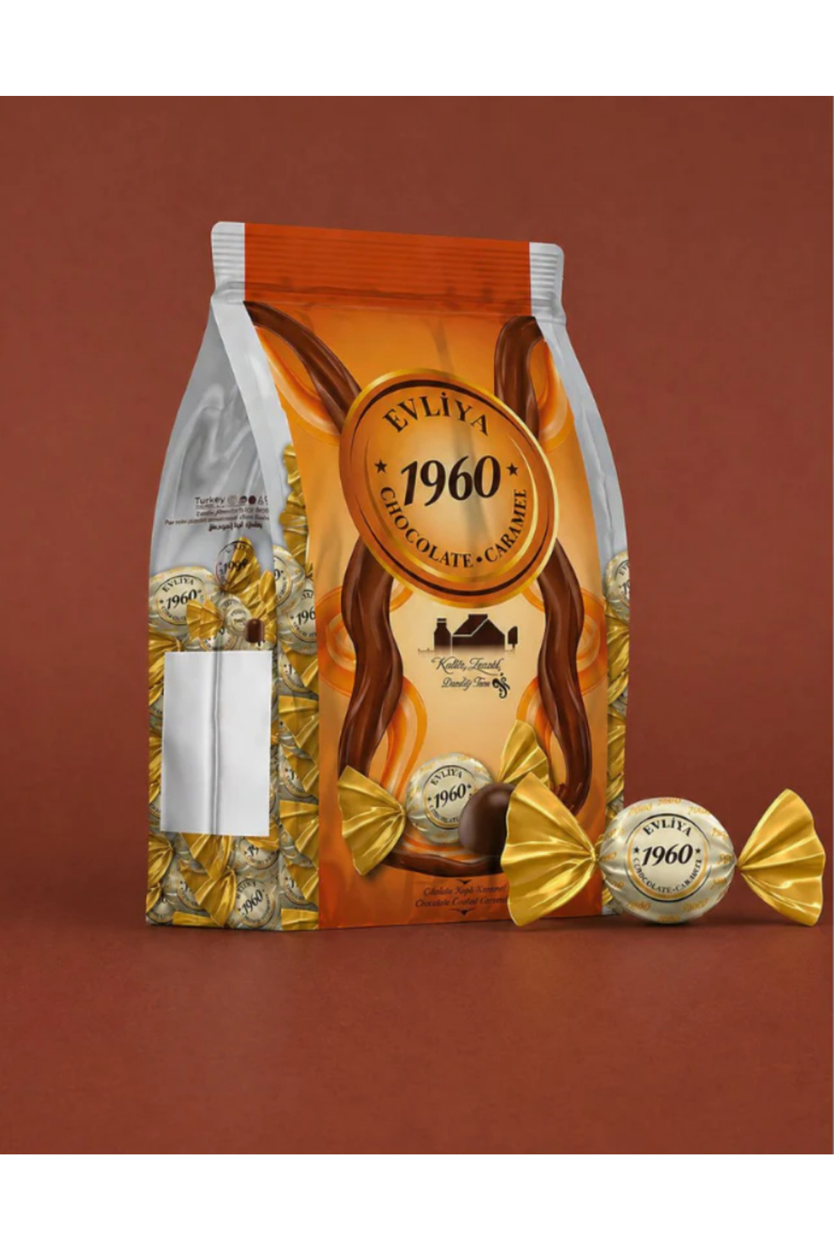 Evliya Şekerleme 1960 Caramel Dolgulu Çikolata Quadro Poşet 1 Kg