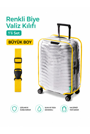 Trink Çanta Şeffaf Valiz Koruyucu Kılıf ve Valiz Kemeri * 1'er ADET * SARI - ...