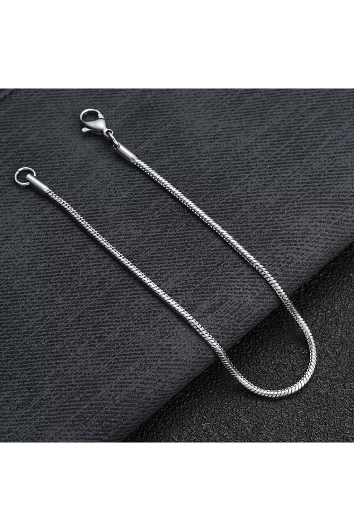 ESJ Paslanmaz Çelik Italyan Yılan Zincir Unisex Bileklik 2 Mm 18cm Mt817 görsel 3