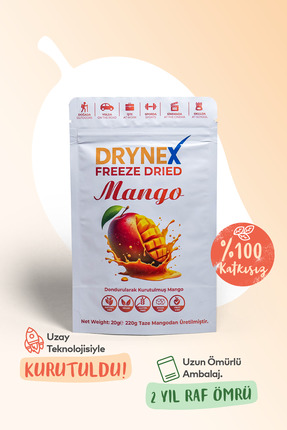 DRYNEX Freeze Dried Mango 20gr Dondurularak Kurutulmuş Çıtır Atıştırmalık Egz...