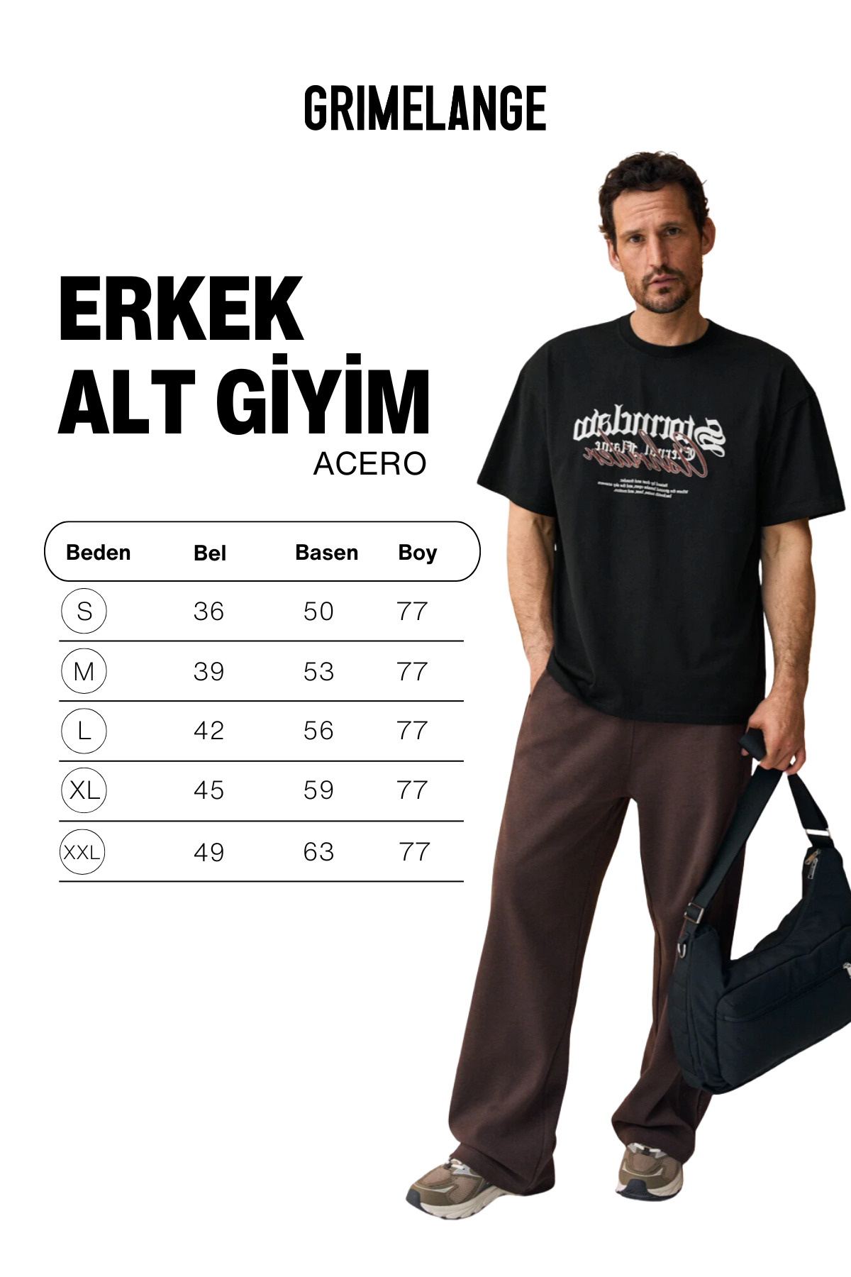 GRIMELANGE ACERO Erkek Organik Pamuklu Beli Lastikli Etiket Detaylı Kahverengi Eşofman Altı görsel 7