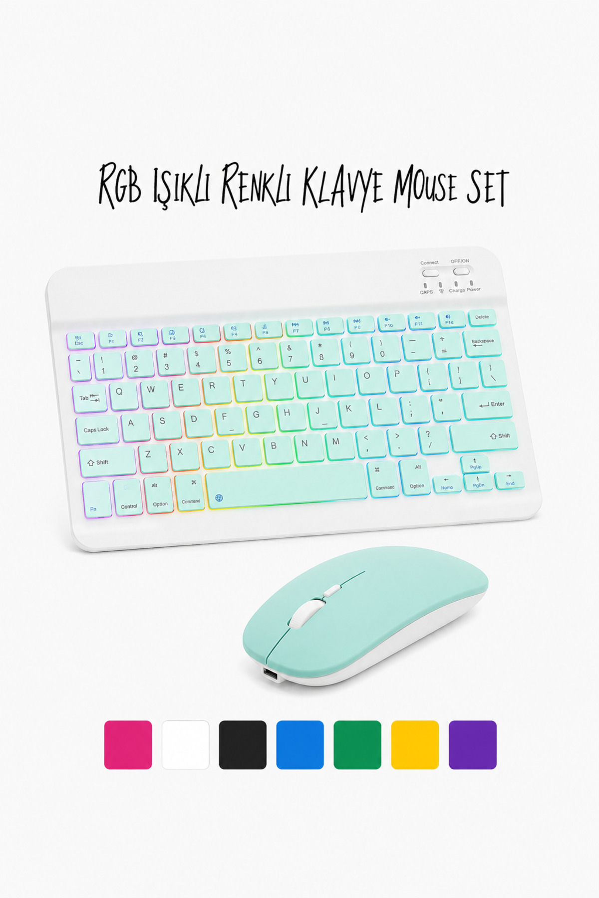 IPad Xiaomi Samsung Huawei Tablet Laptop Compatible Colorful Bluetooth Connected Keyboard+Mouse Set