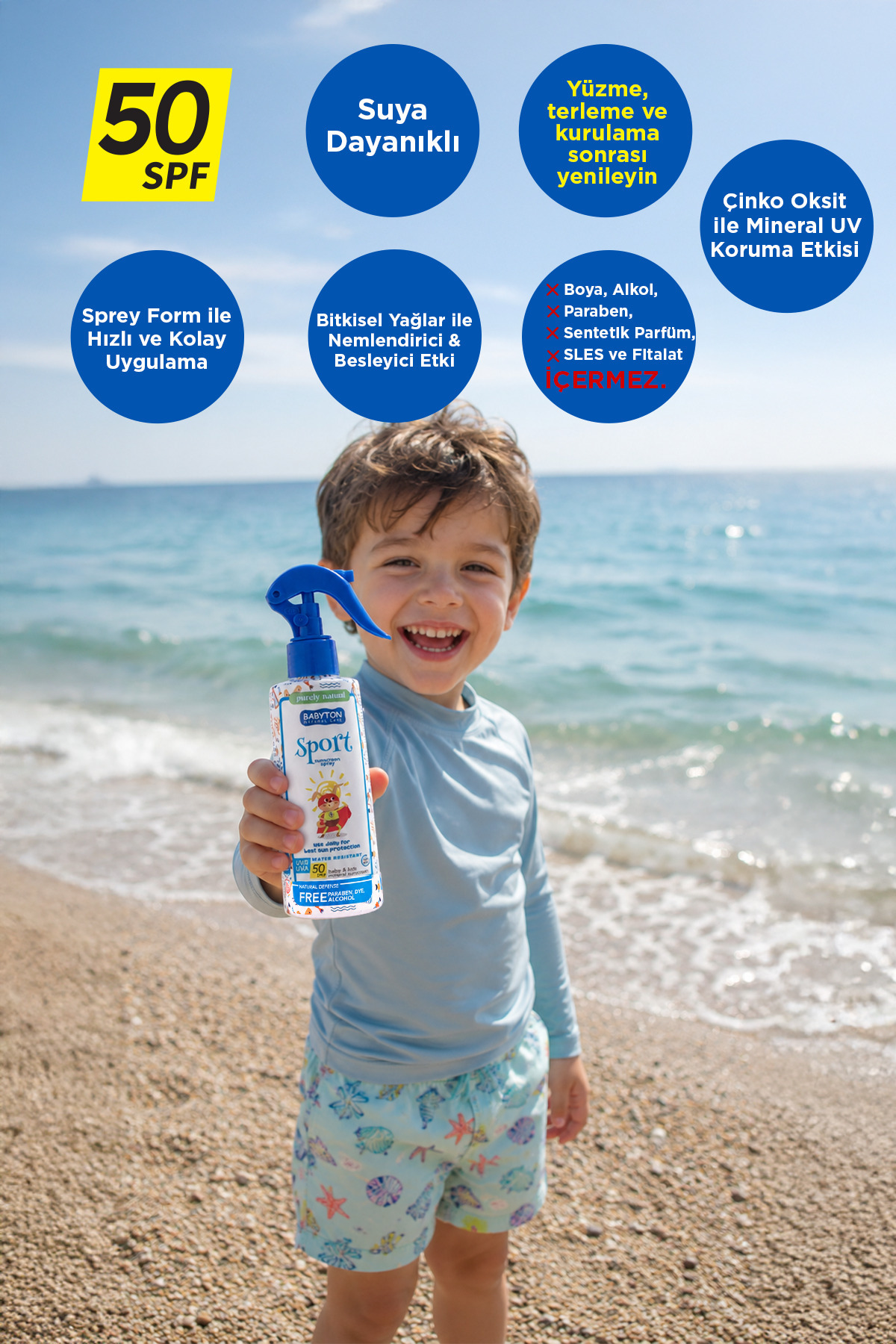 Doğal Suya Dayanıklı Güneş Koruyucu Sprey 50 SPF 200 ml — P469S5674 — تصویر 3 از 5