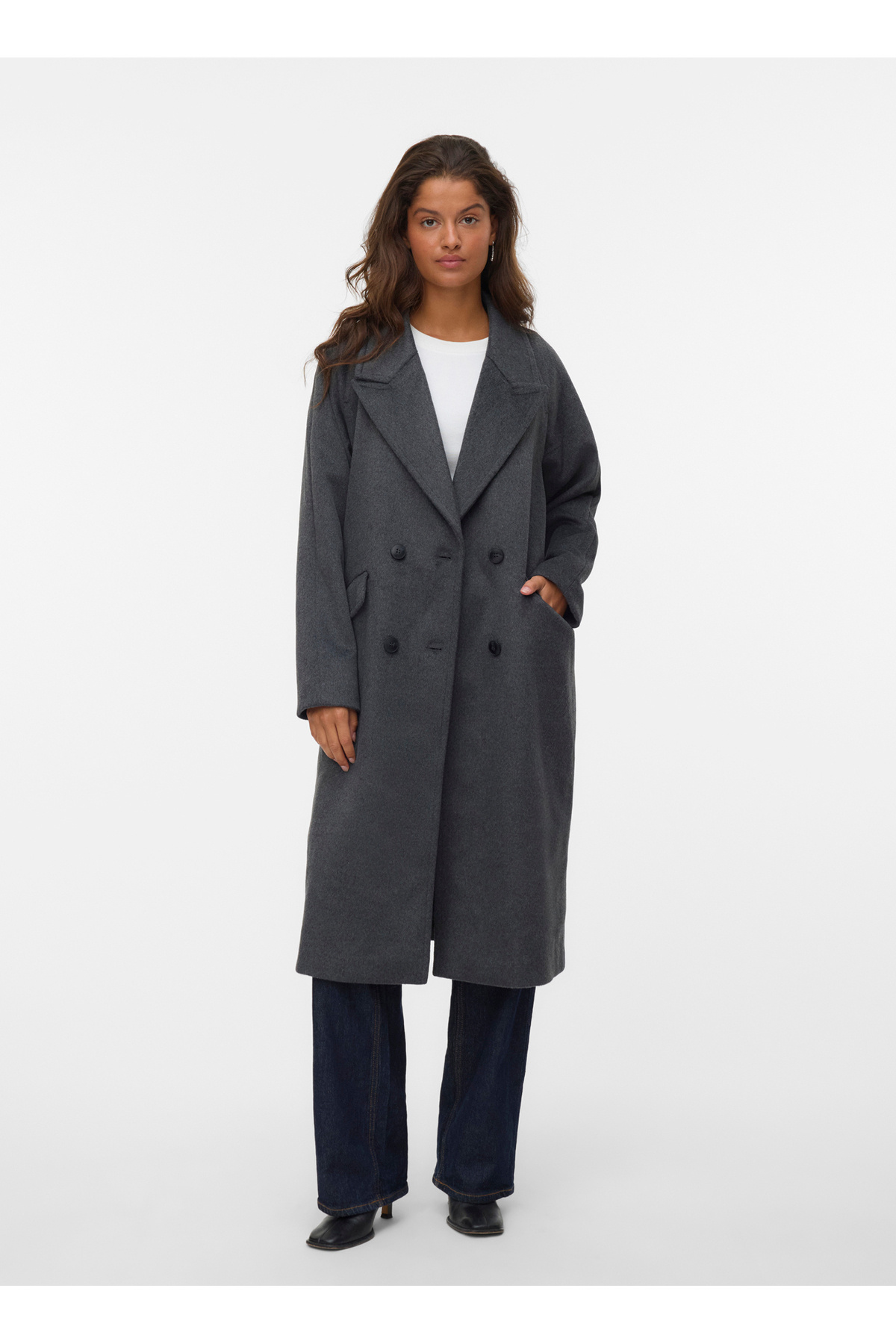 Vero Moda Gri Kadın Mont VMHARPER LONG WOOL COAT GA NOOS - Fiyatı