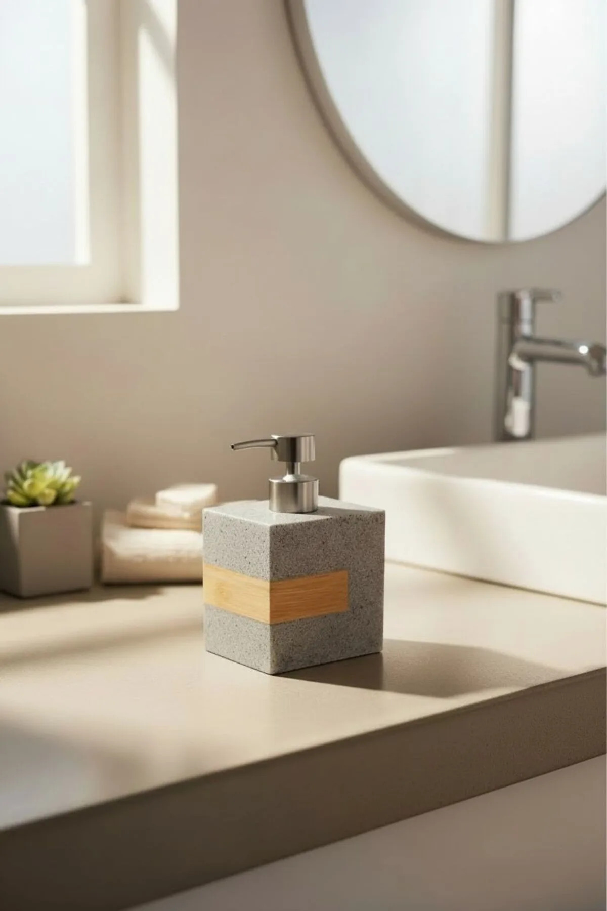 430 ml Mermer Görünümlü Sıvı Sabunluk – Banyo Mutfak Sabunluk Dispenseri - Dekoratif Sabunluk