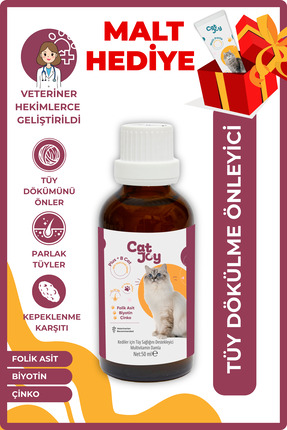 CATJOY Kediler İçin Plus B Damla 50ml - Tüy Dökümünü Azaltan Tüy Sağlığını De...
