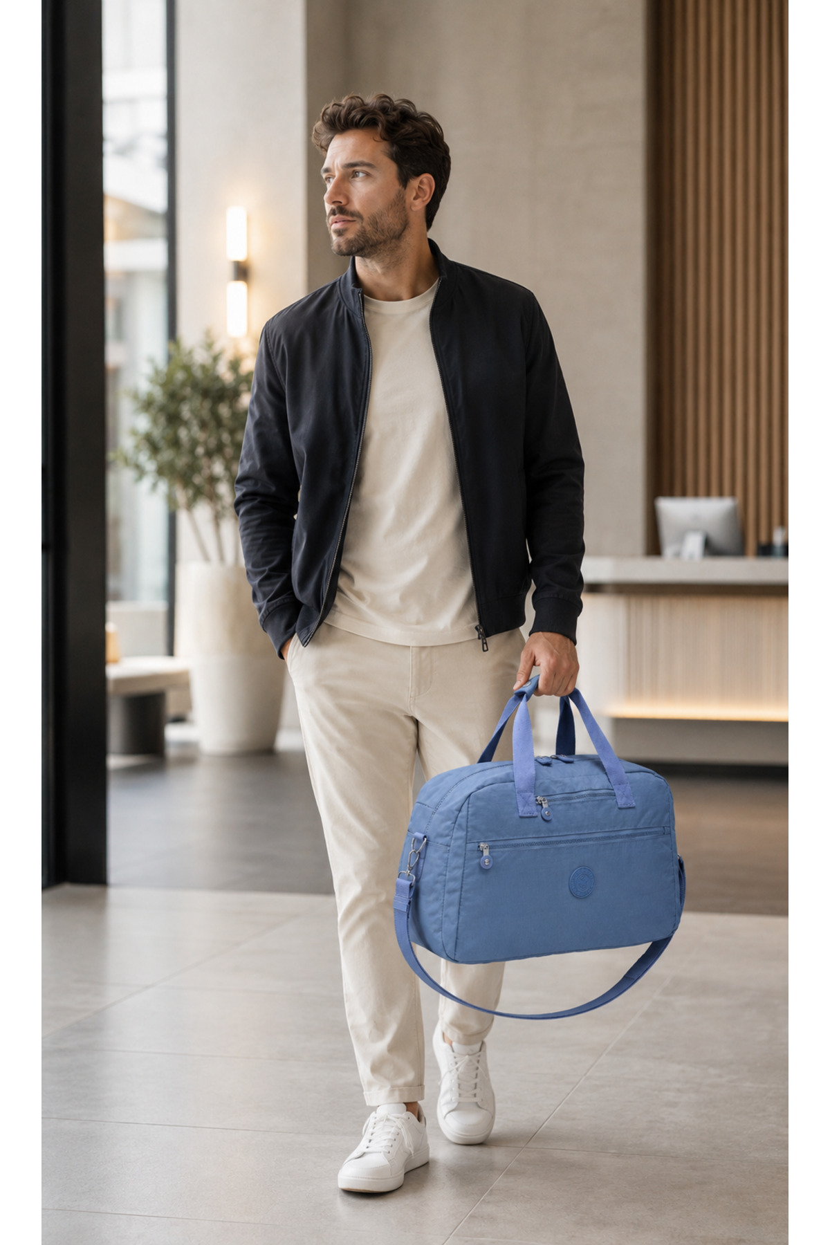 KAFF BHPC Lacivert Geniş Hacimli Unisex El & Omuz Seyahat ve Spor Çantası - Lacivert BHPC 6011 görsel 2